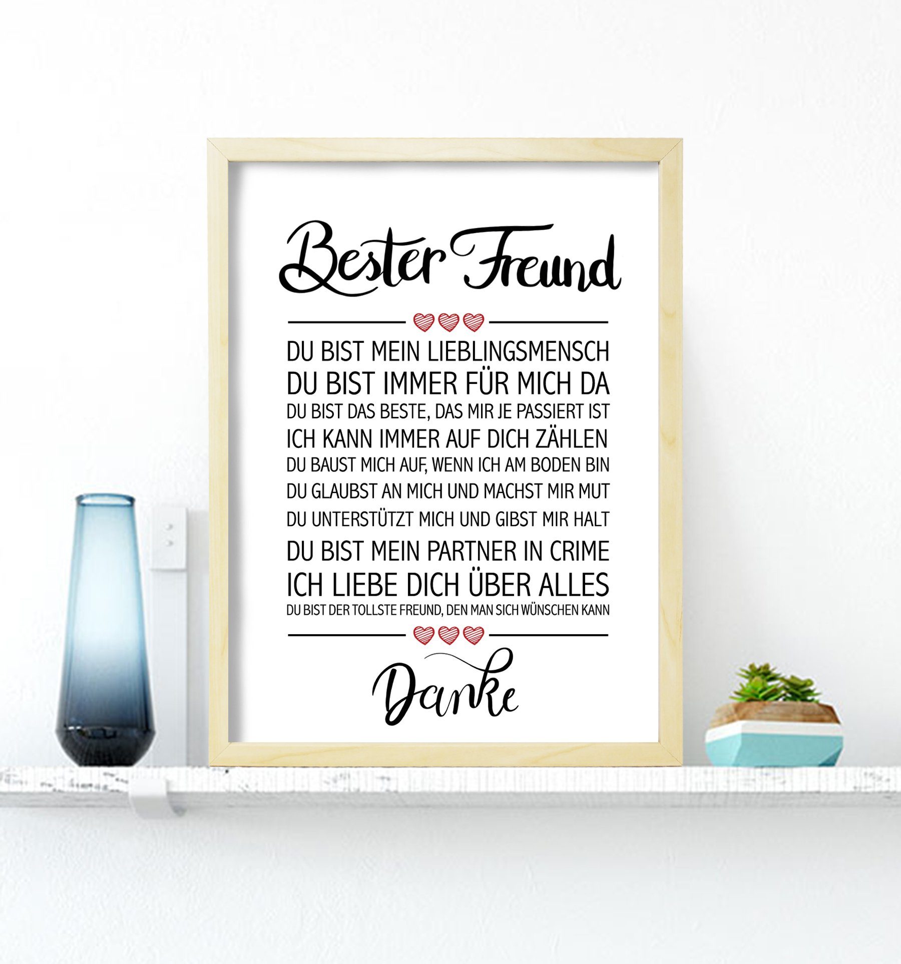 Close Up Poster Bester Freund gerahmter Kunstdruck kieferfarben