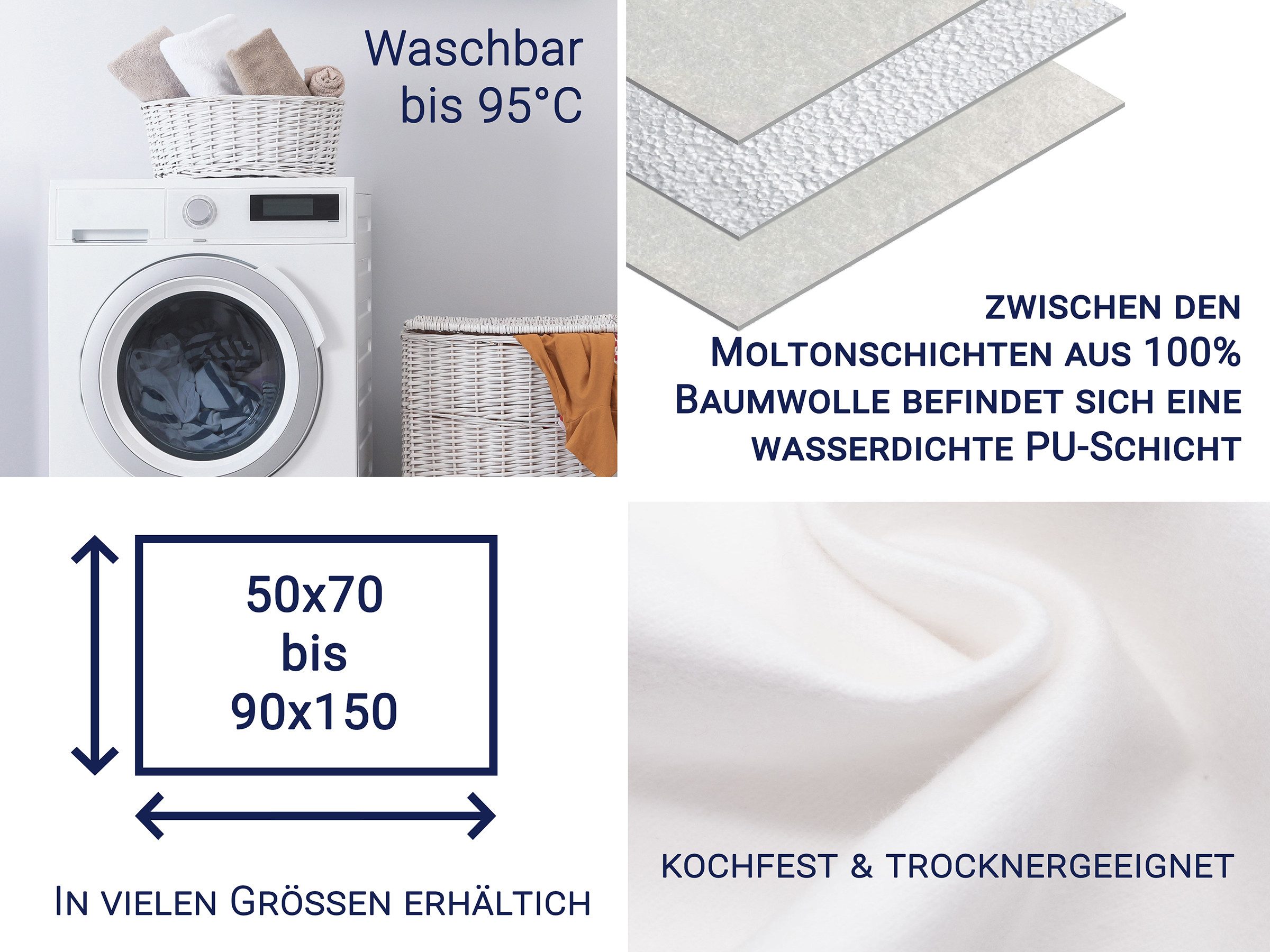 Matratzenauflage ZOLLNER, 70 x 100 cm, 100% Baumwolle, vom Hotelwäschespezi günstig online kaufen