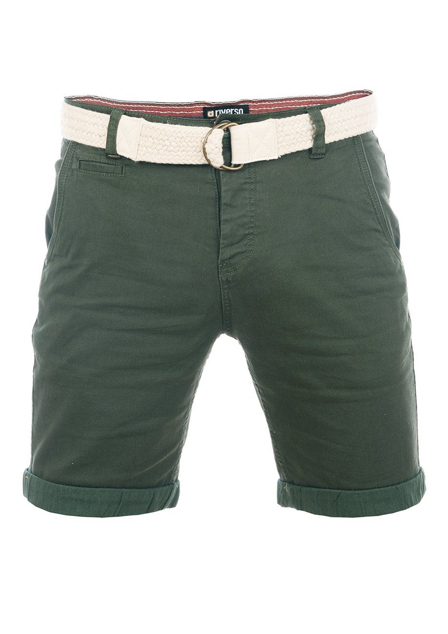 riverso Chinoshorts Herren Shorts RIVHenry Regular Fit Bermudashorts mit Gürtel Cypress Green | Chinoshorts