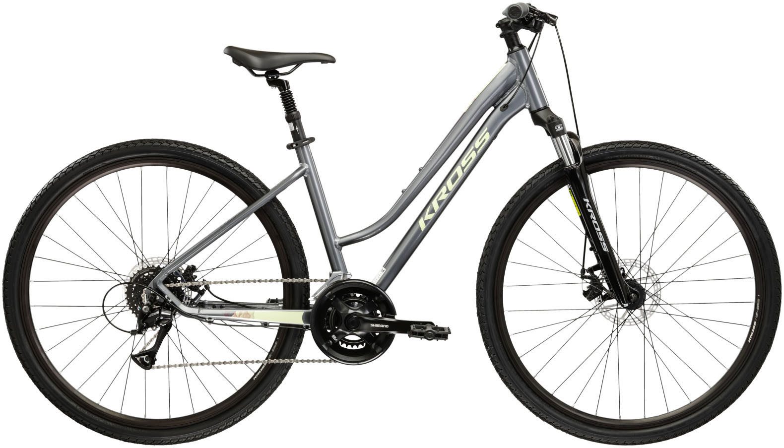 Kross Crossrad Crossrad Damen 28" Evado 3.0 grau 16 Gänge, 16 Gang Shimano ACERA M3020 Schaltwerk, Kettenschaltung