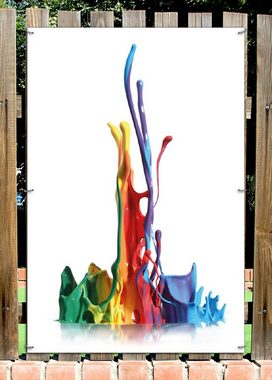 Wallario Sichtschutzzaunmatten Farbklecks von links - Bunte Farben auf Abwegen