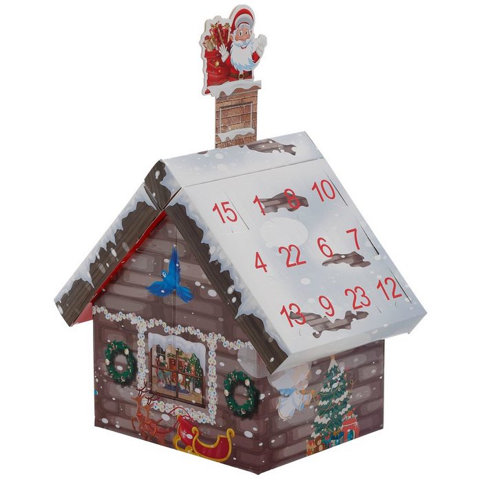 my home Adventskalender Roana Weihnachtsdeko (Set 24-tlg) Adventskalender-Haus mit Minifiguren handdekorierte Mini-Glaskugeln