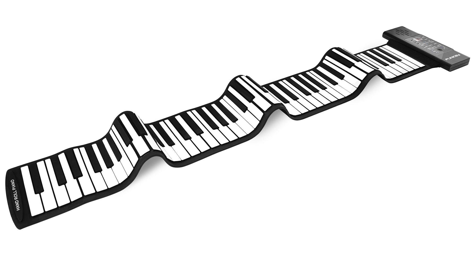 FunKey Spielzeug-Musikinstrument RP-88A Rollpiano 88 Tasten.Netzteil und Sustain-Pedal, Zusammenrollbar für einfachen Transport