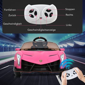 Merax Elektro-Kinderauto LAMBORGHINI VENENO Sportwagen mit 2 Motoren, LED-Lichten und Bluetooth, Belastbarkeit 30 kg, Elektroauto, Kinderfahrzeug mit USB, AUX inkl. Fernsteurung