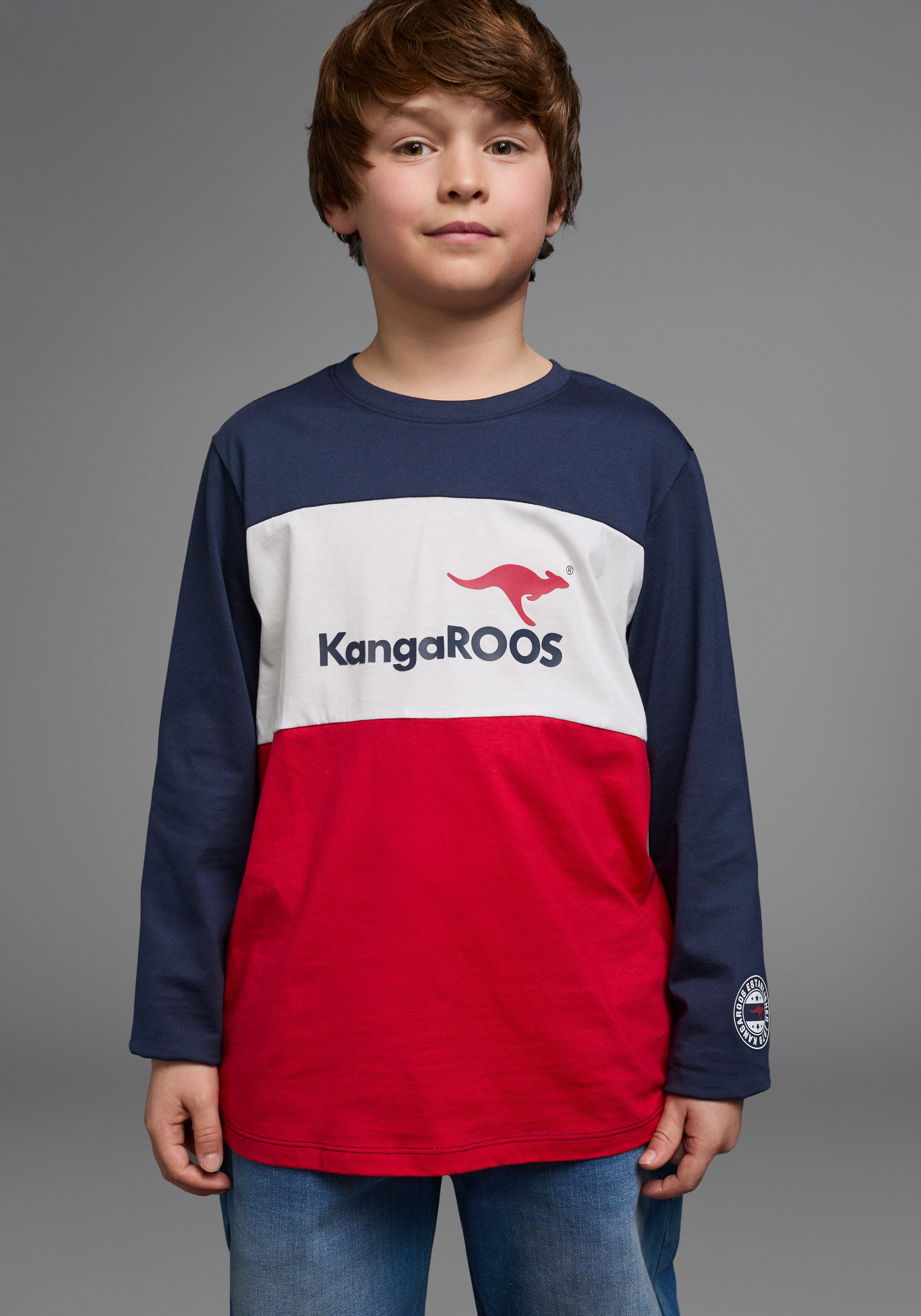 KangaROOS Langarmshirt Im tollem Colorblocking-Design Langarm, günstig online kaufen