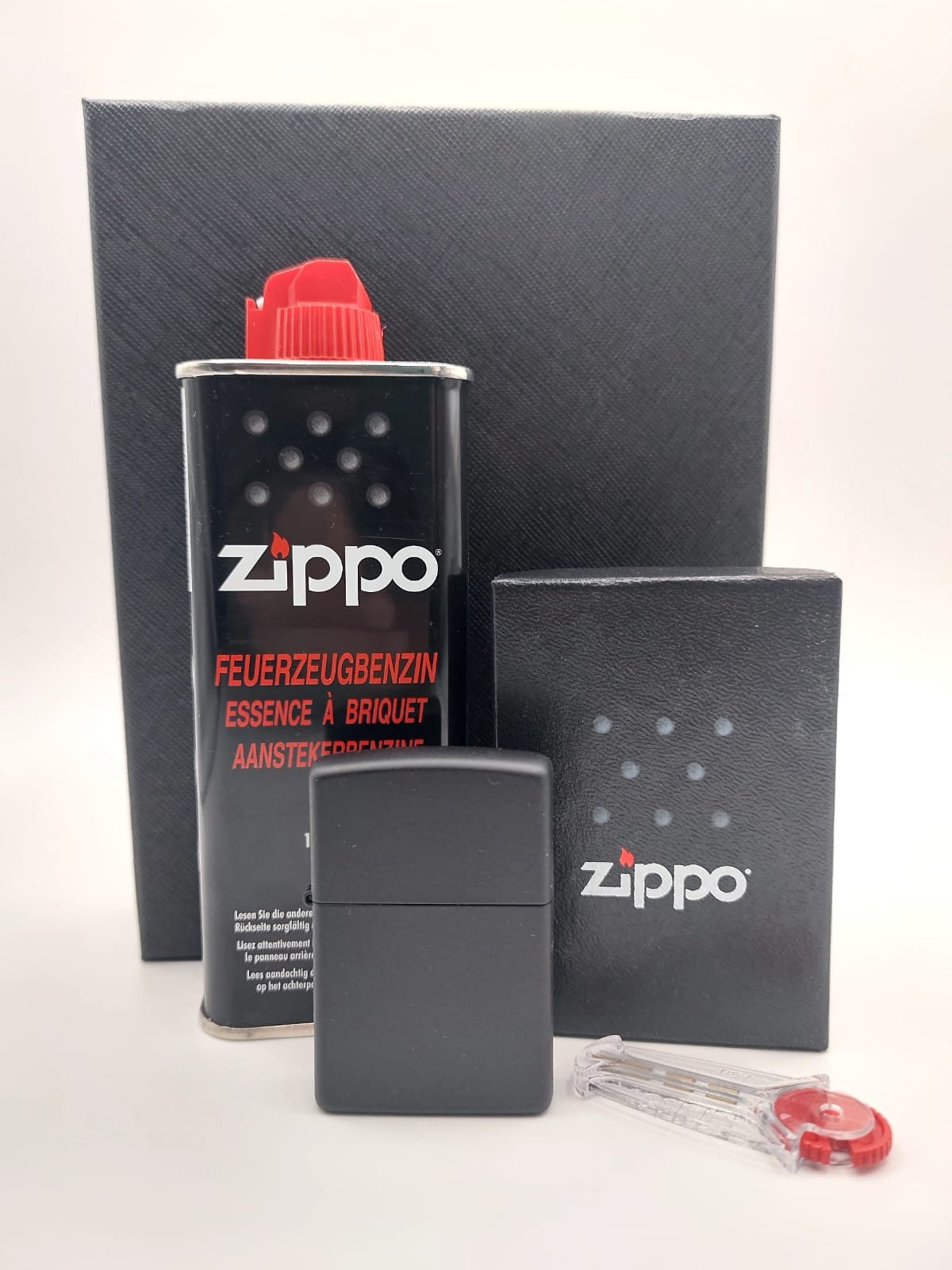 Zippo Feuerzeug Zippo matt schwarz Geschenkset Sturmfeuerzeug