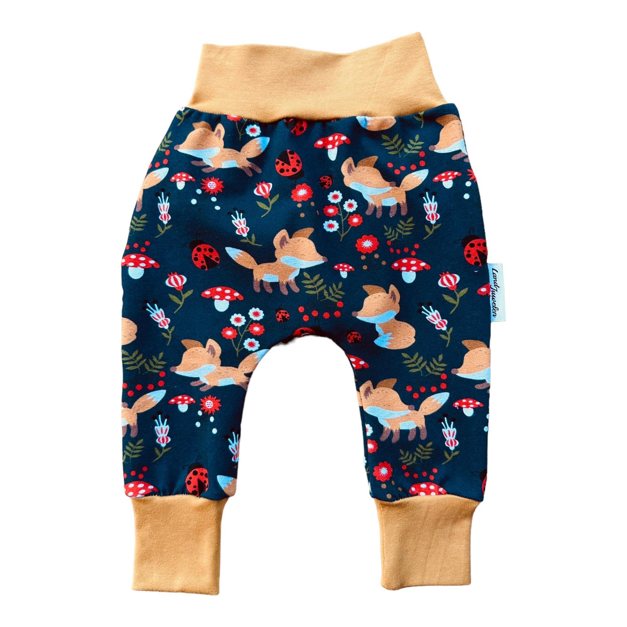 Land-Juwelen Neugeborenen-Geschenkset 3er Set Waldtiere navy Pumphose Mütze Tuch