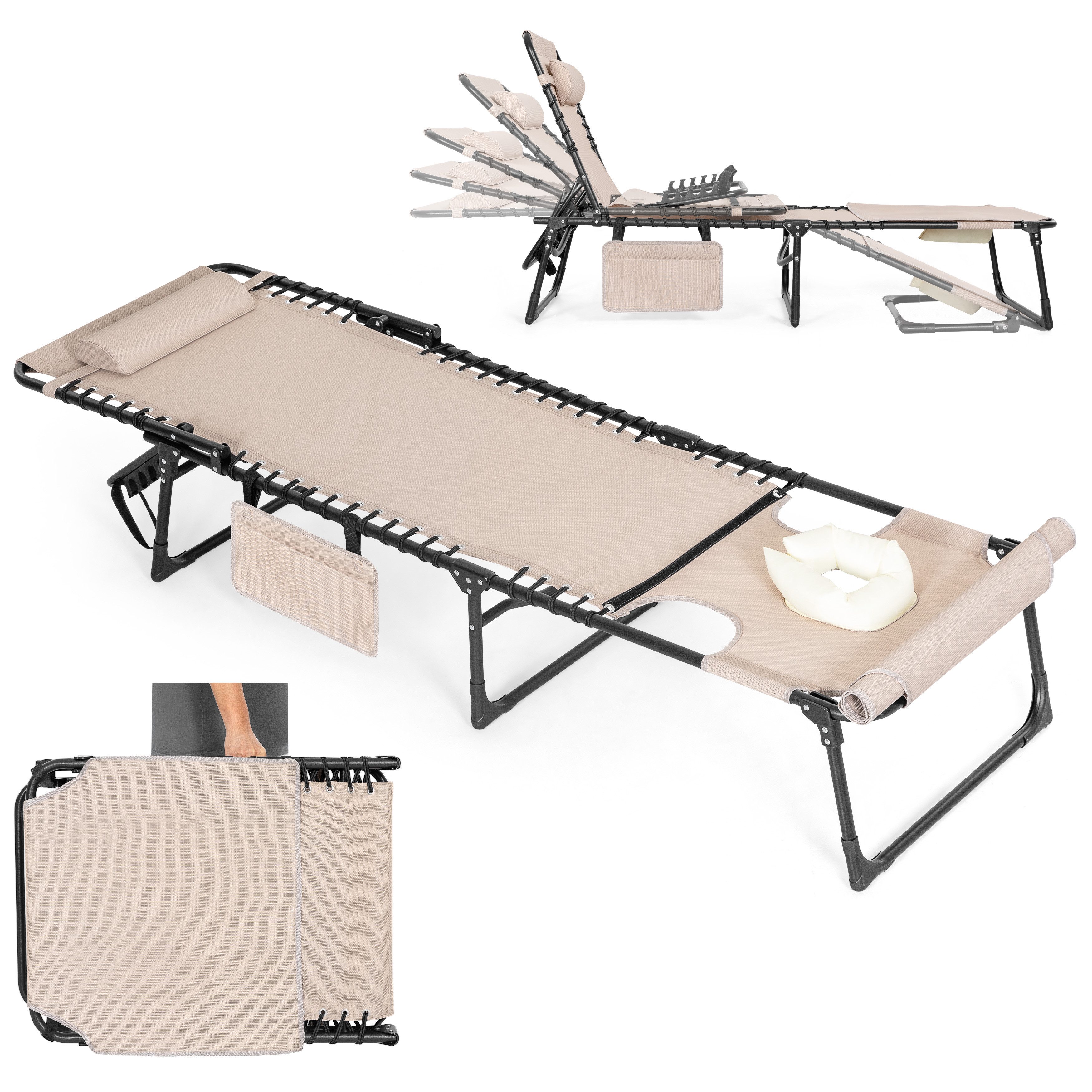 Avestar Gartenliege klappbare Liegestuhl, tragbarer, mit Gesichtsausschnitt, 1 St., Sonnenliege Campingliege Schlafliege Relaxsessel