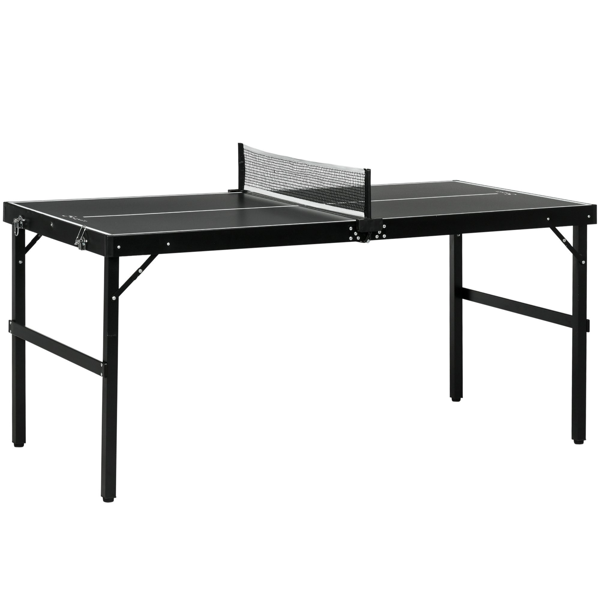 SPORTNOW Mini-Tischtennisplatte klappbar mit Tischtennisnetz Griff (Tischtennis Set, 1-tlg., Tennistisch), Spiel für Zuhause Aluminium schwarz