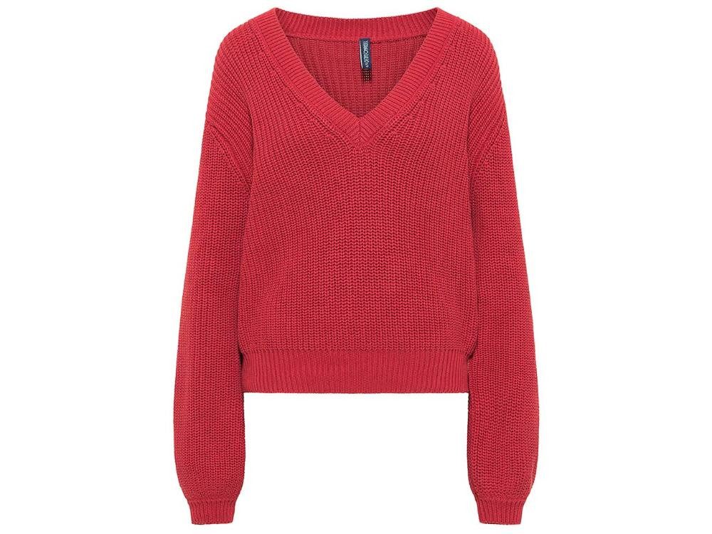 Tranquillo Strickpullover tranquillo Bio-Damen-Strickpullover mit tiefem V-A
