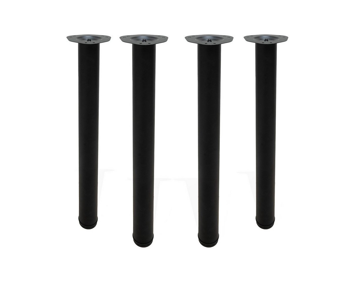 MS Beschläge Tischbein Tischfüße 710mm Schwarz matt - Set DIY Tischstütze, Ø 60mm Metall Esstischbein - höhenverstellbar