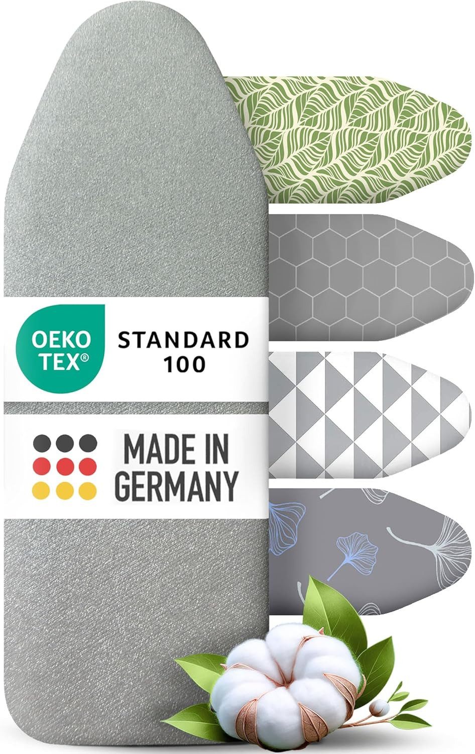 Arteneur Bügelbrettbezug, Made in Germany, OEKOTEX100, Zubehör für alle Bügeltische dank 5 Größen, Vergleichssieger, Hitzereflektierend, Gummizug
