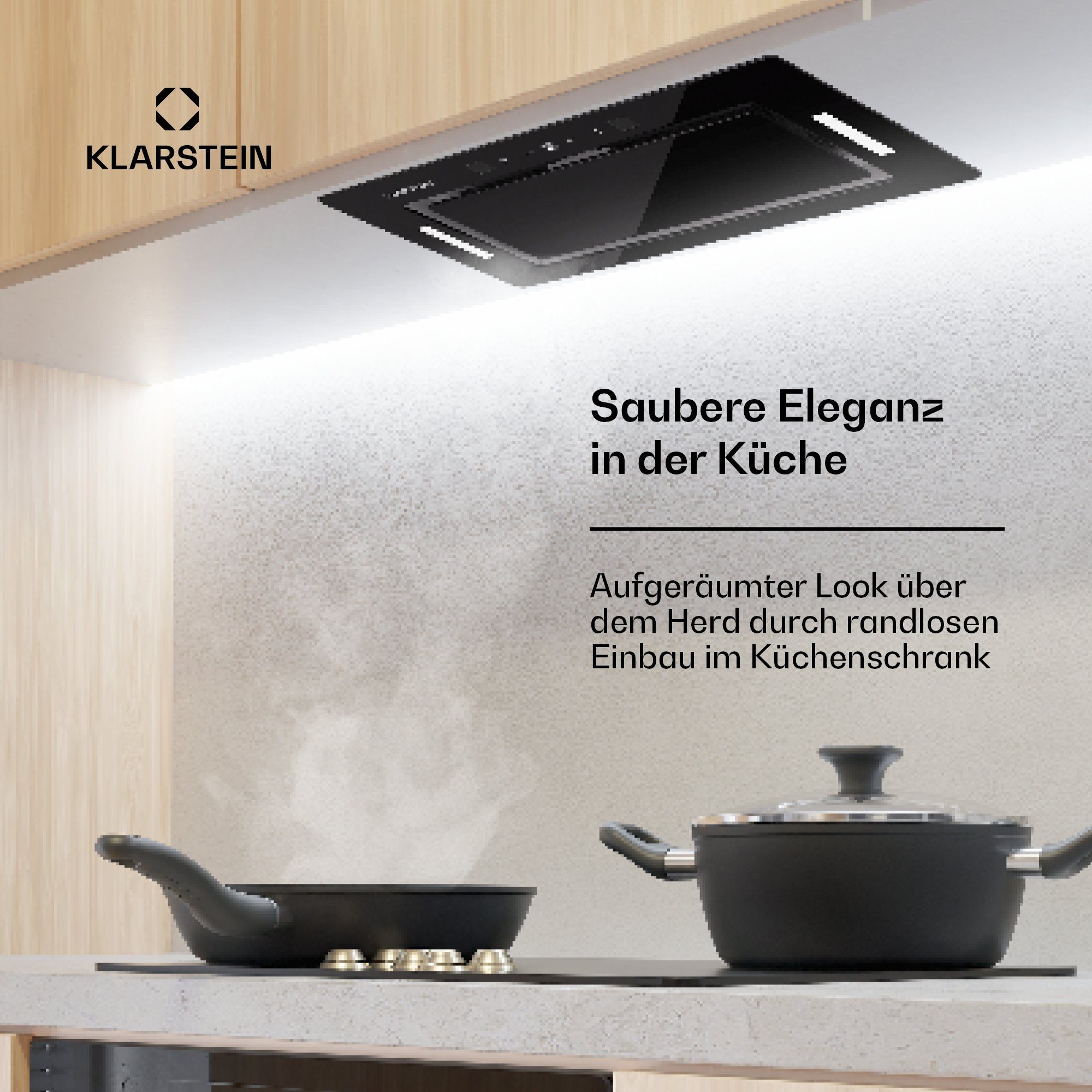 Klarstein Deckenhaube Hektor Hektor, Dunstabzugshaube Einbau Abluft Umluft LED Touch