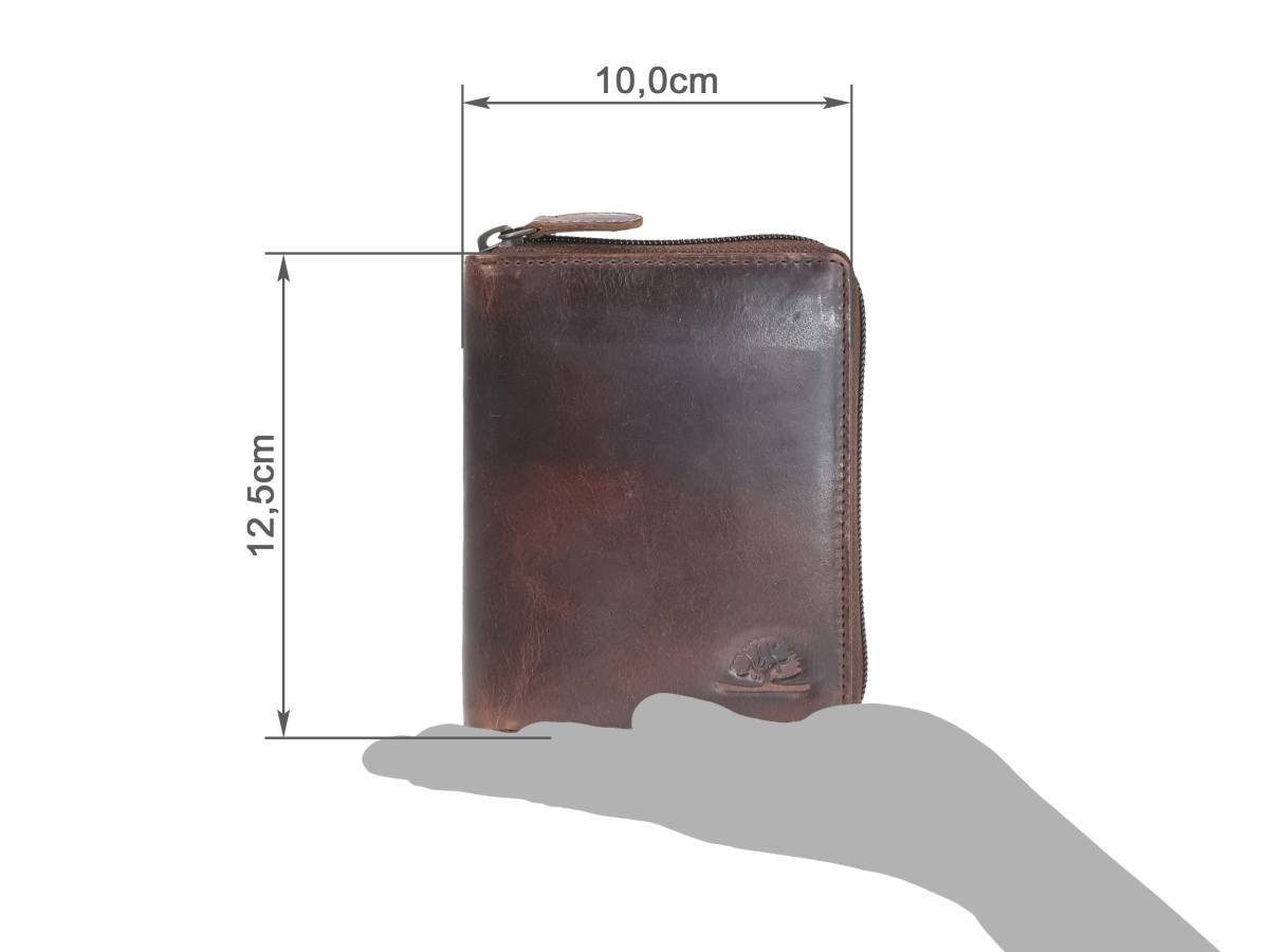 Greenburry Geldbörse "Rugged" Leder Portemonnaie Reißverschlussbörse10x12cm günstig online kaufen