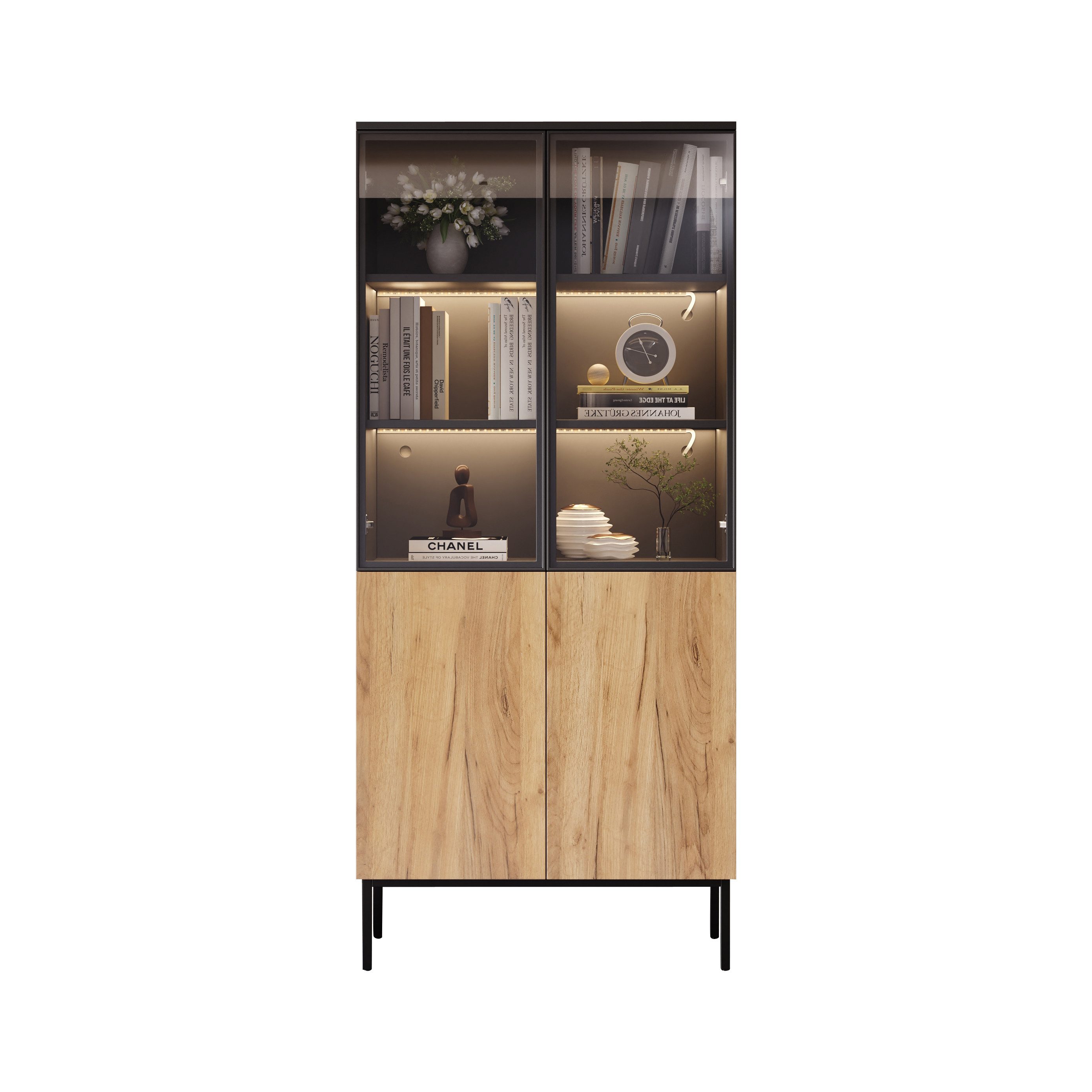 OKWISH Vitrine mit Glastüren (Hochschrank, Standvitrine, günstig online kaufen