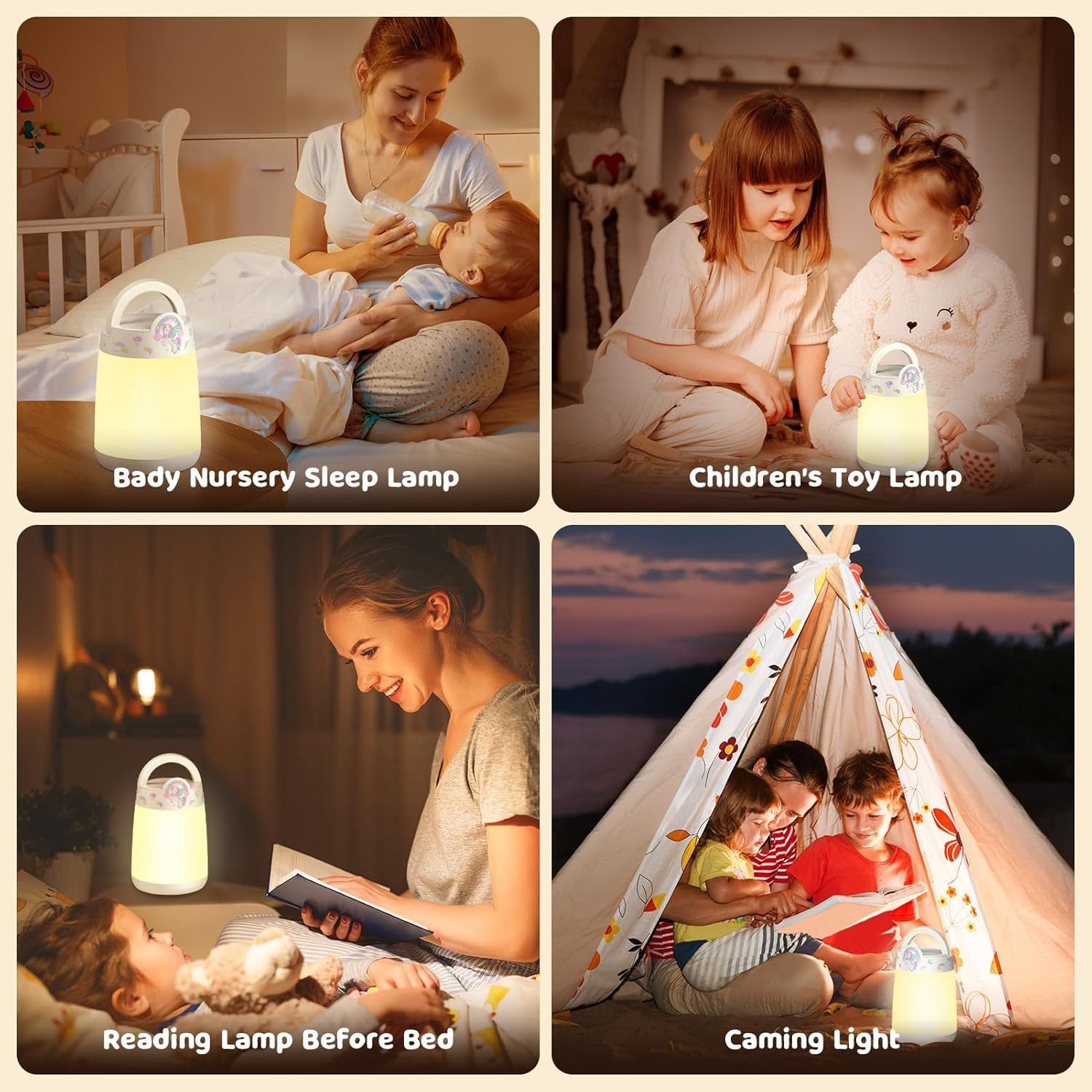 SUPPOU LED Nachtlicht LED Nachttischlampe Touch Dimmbar Kinderzimmer Akku Nachtlicht Einhorn, LED fest integriert, Dimmbar Timer Kabellos – Bild 5 von 5
