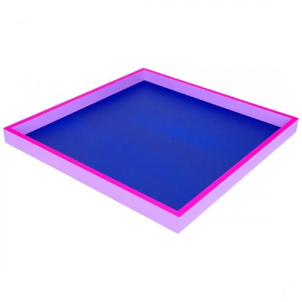 Giftcompany Tablett Tablett Neo Quadratisch Dunkelblau, Neon Lila (32x32cm)