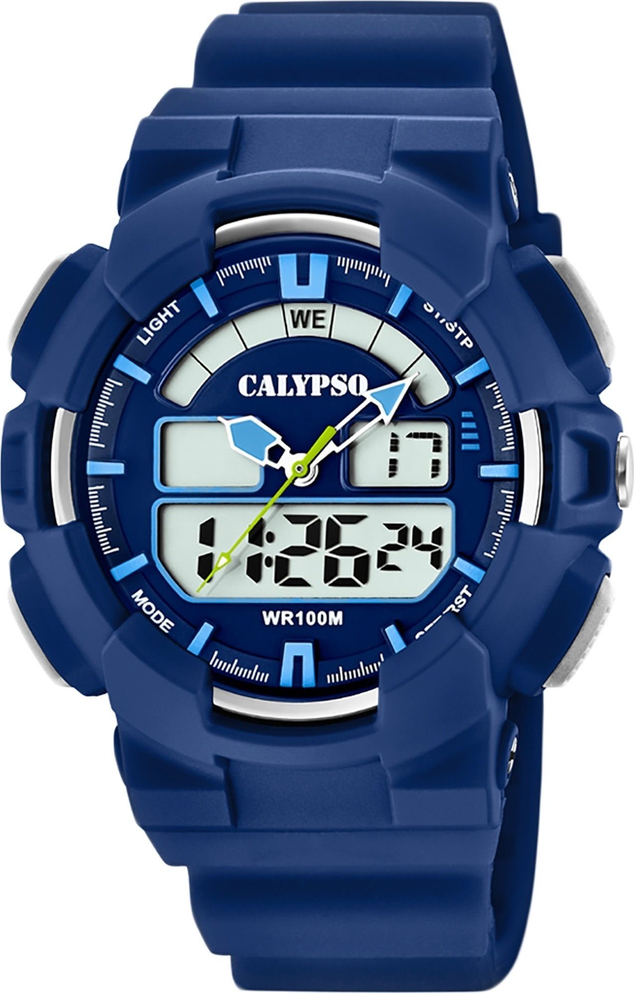 Kunststoff, Herren Calypso Sport Uhr Armbanduhr WATCHES CALYPSO blau, rund, PUarmband Herren Digitaluhr K5772/3,