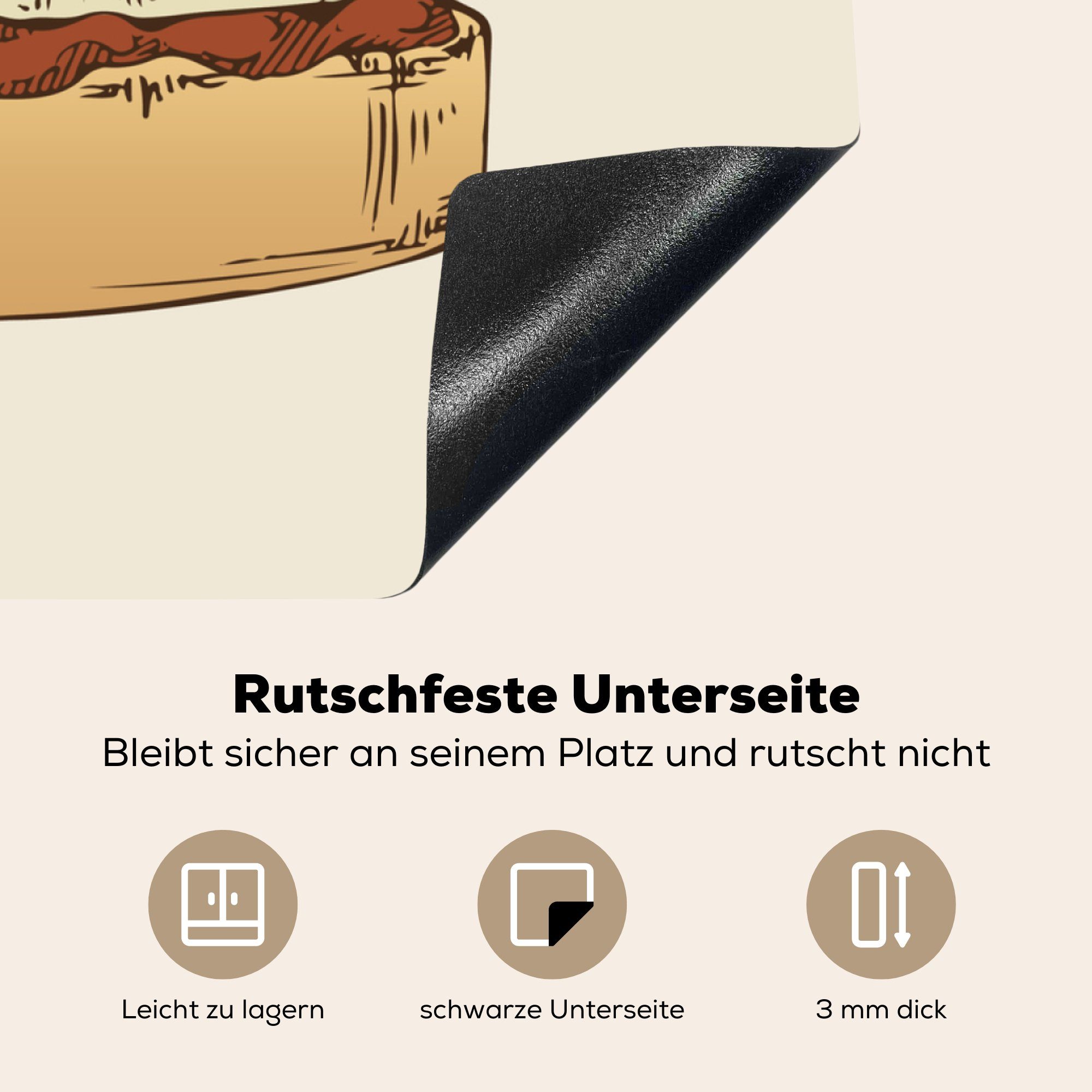 Arbeitsplatte Hamburgers, (1 für 78x78 Eine MuchoWow Illustration cm, küche Vinyl, eines Ceranfeldabdeckung, klassischen Herdblende-/Abdeckplatte tlg),