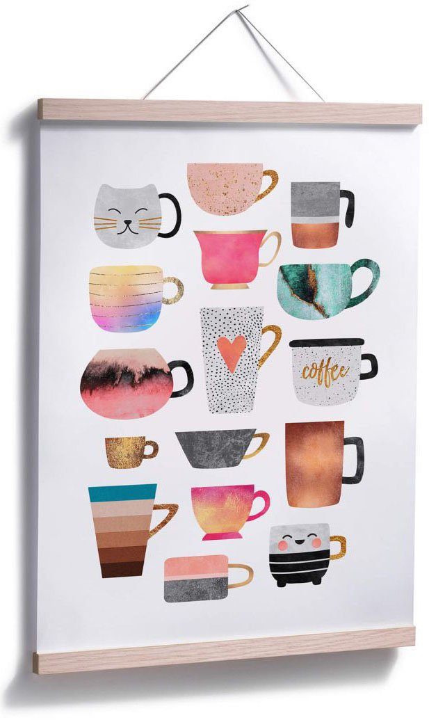 Wall-Art Poster Besteck St) Bunt, Kaffeetassen & (1 Geschirr