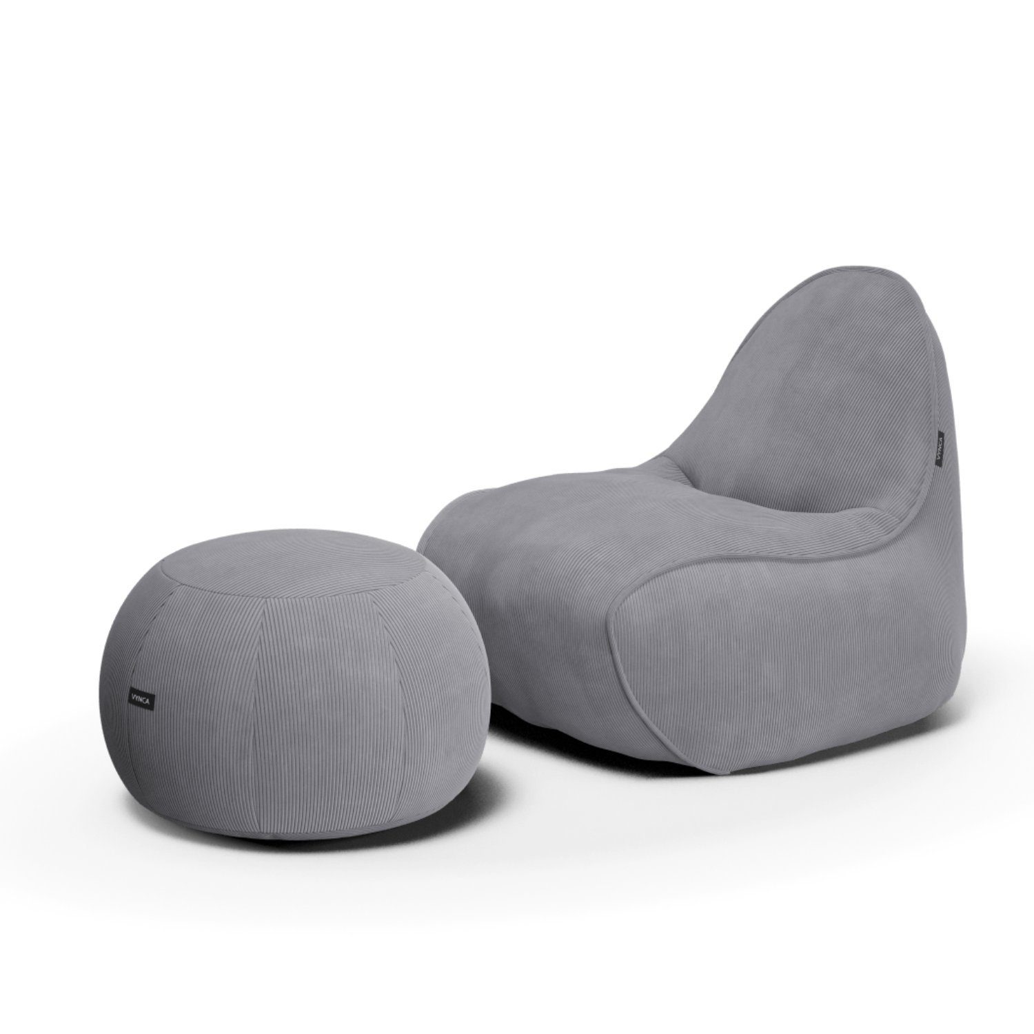 VYNCA Sitzsack Myko x Orely Set / Cord (Sitzsack), Indoor Sitzsack, Made in Europe, Stoffart Cord Gray | Sitzsäcke
