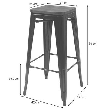 MCW Barhocker Barhocker MCW-A73-4-H (Set, 4er), mit Holzsitzfläche, Maximale Belastbarkeit pro Stuhl: 120 kg