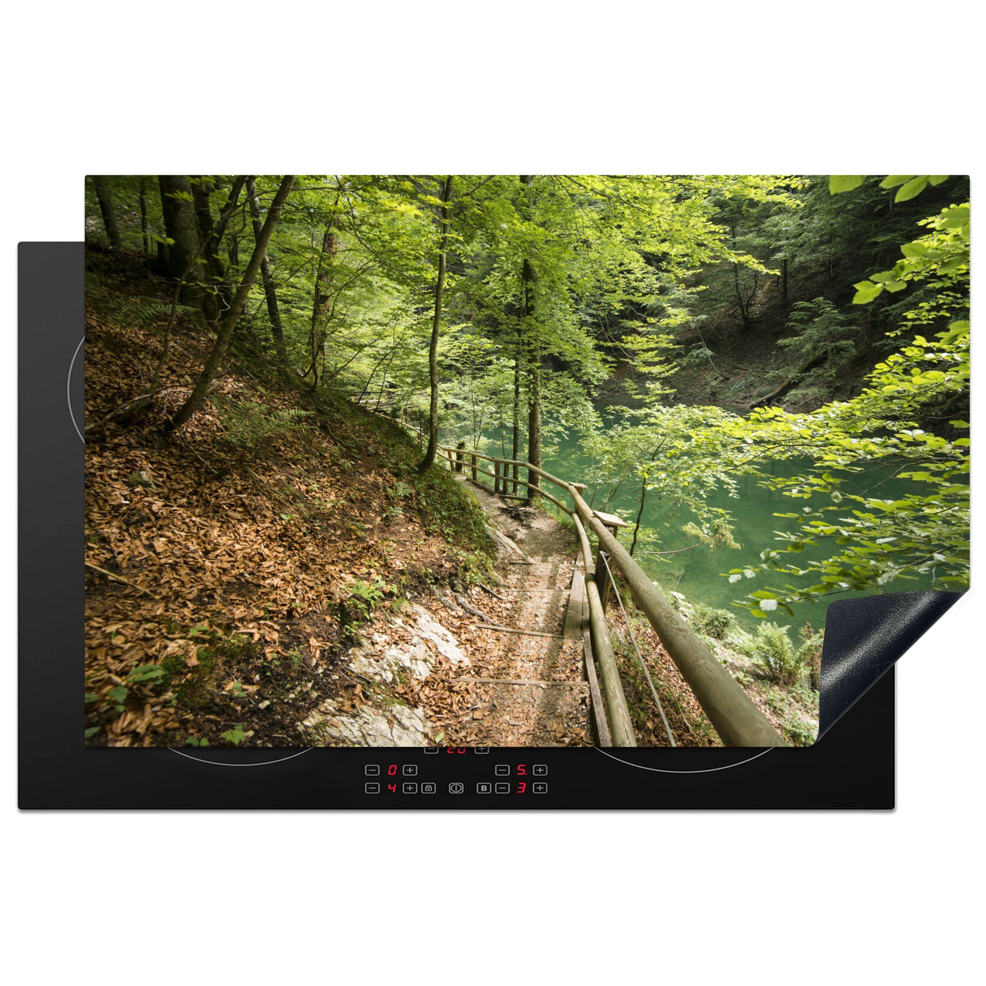 MuchoWow Herdblende-/Abdeckplatte Wald - Wasser - Österreich, Vinyl, (1 tlg), 81x52 cm, Induktionskochfeld Schutz für die küche, Ceranfeldabdeckung