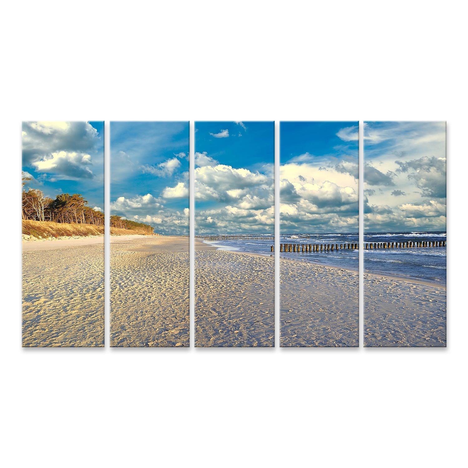 islandburner Leinwandbild »Bild auf Leinwand Ostsee Strand mit Dünen und Meer Wandbild ...