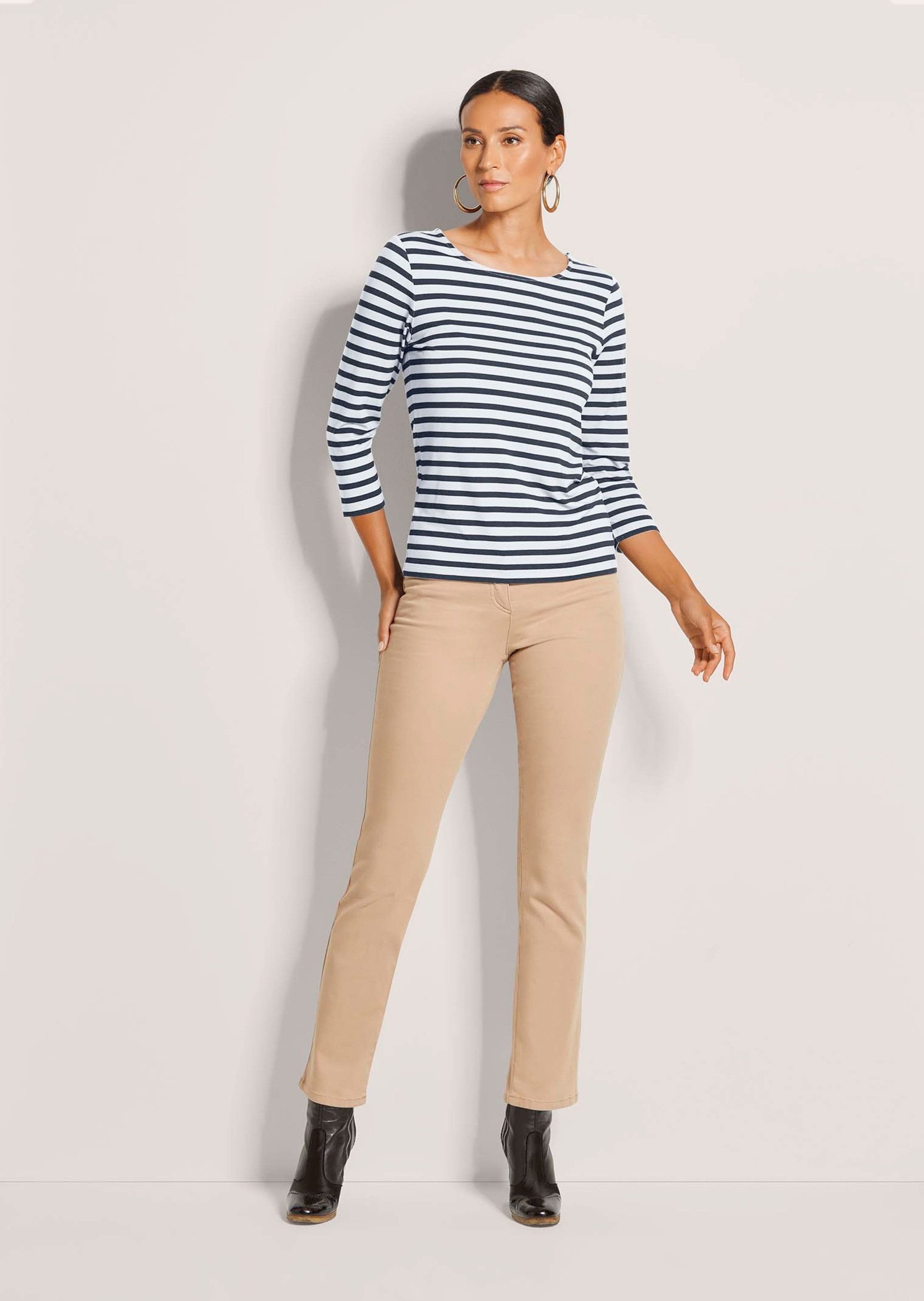 MADELEINE 3/4-Arm-Shirt Ringelshirt mit U-Boot-Ausschnitt, Halbarm günstig online kaufen