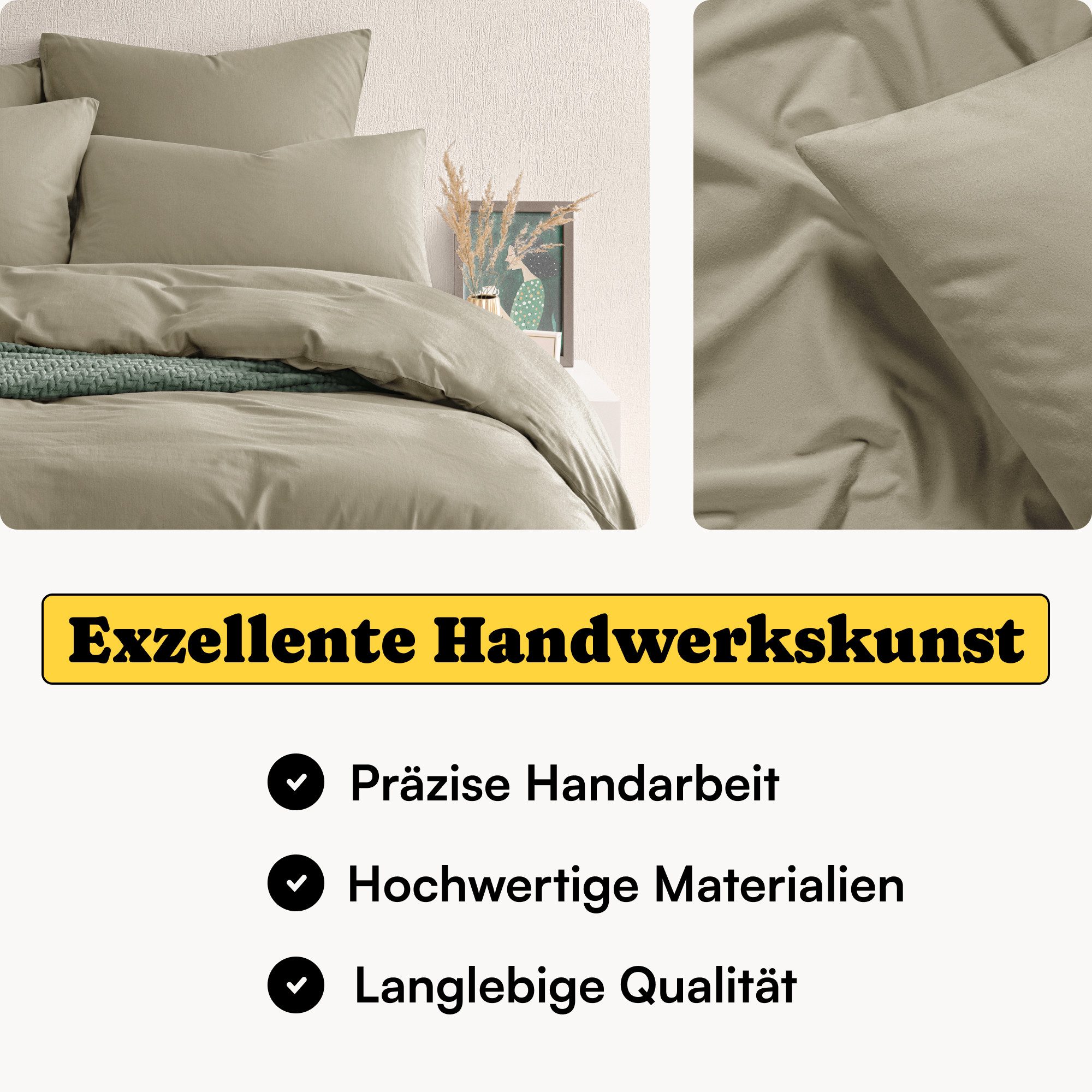 Seralino Bettwäsche Set, Perkal, 2 teilig, 100% Bio Baumwolle, ab gr. 135x200, Perkal, besonders weich & atmungsaktiv, BCI zertifiziert, mit Reißverschluss