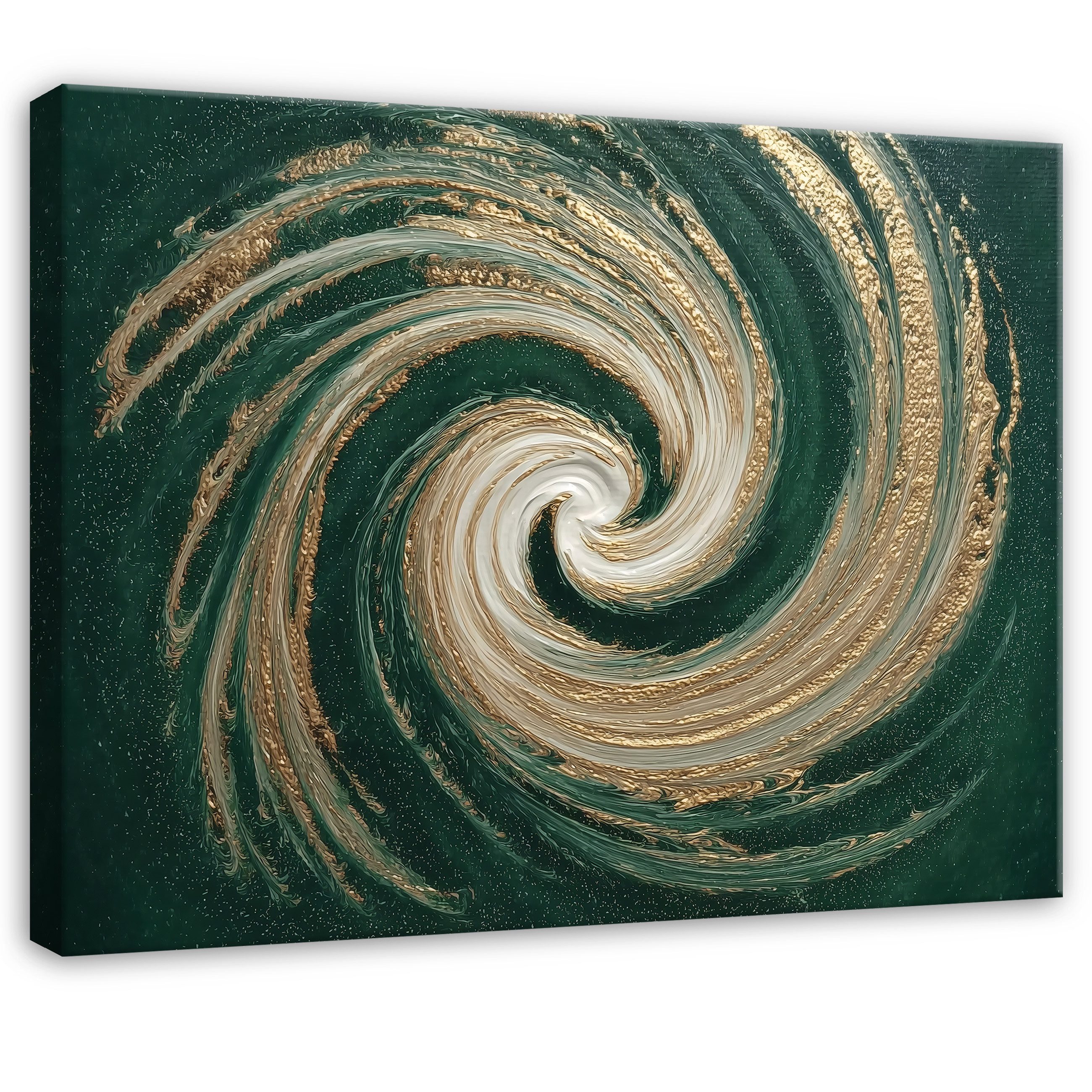 Wallarena Leinwandbild Abstrakt Grün Gold Weiß Modern Wandbilder Wand Deko XXL Bilder, Abstrakt (groß Bilder Wohnzimmer Schlafzimmer Einteilig, 1 St), Bilder Klein Wohnzimmer Schlafzimmer Küche Wandbild Wand Deko 40x30