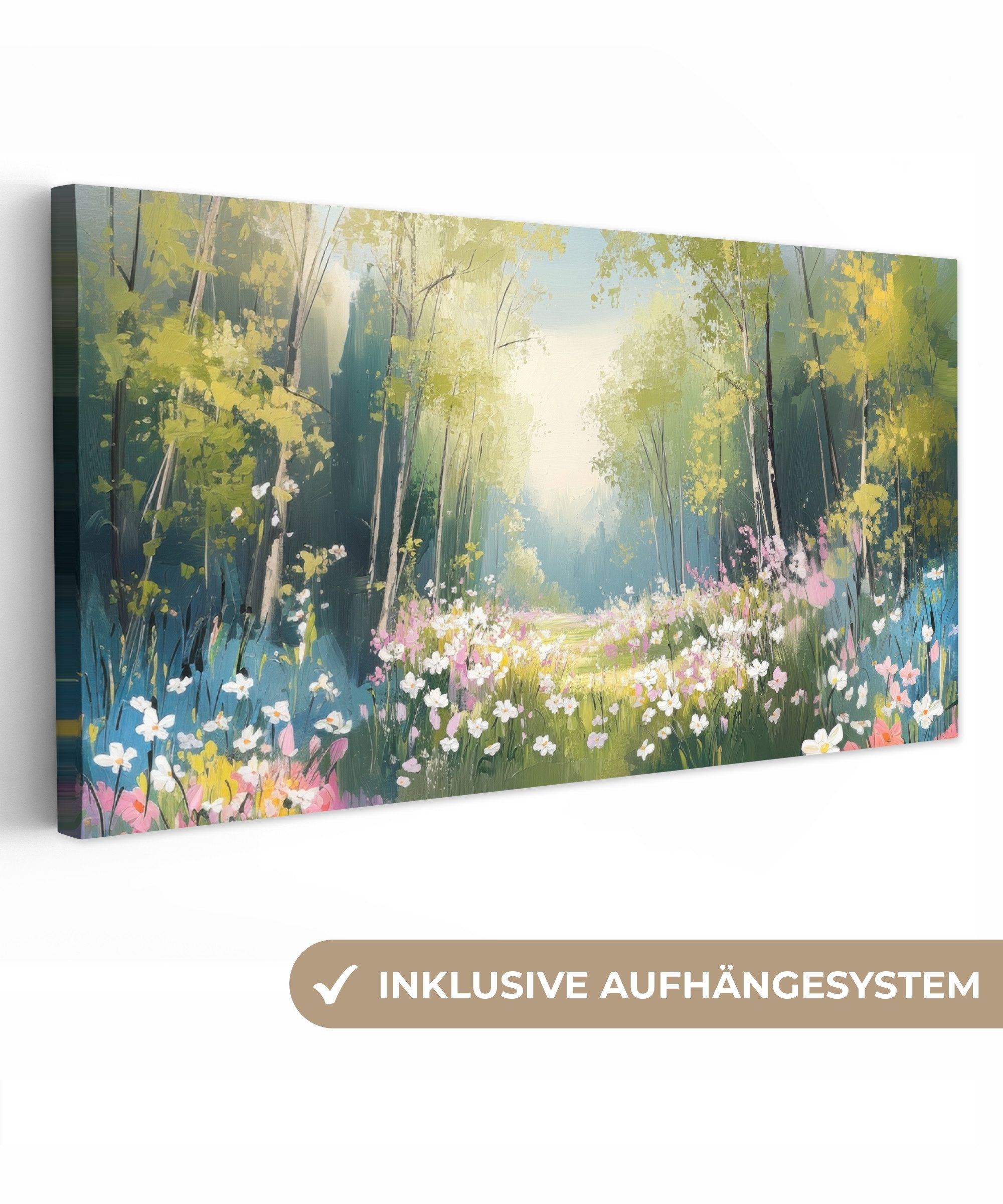 OneMillionCanvasses® Leinwandbild Panorama Wald - Malerei günstig online kaufen