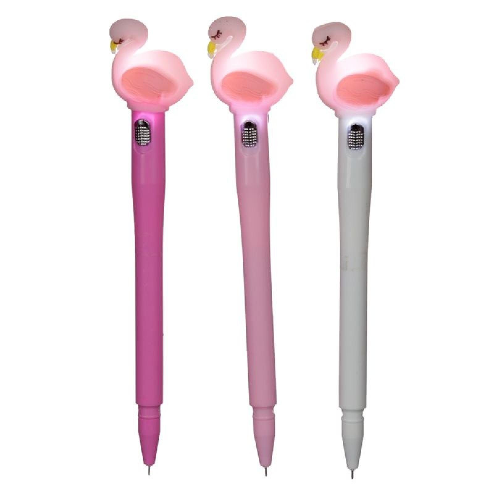 Puckator Kugelschreiber Kugelschreiber LED Stück) (pro feine Spitze Flamingo