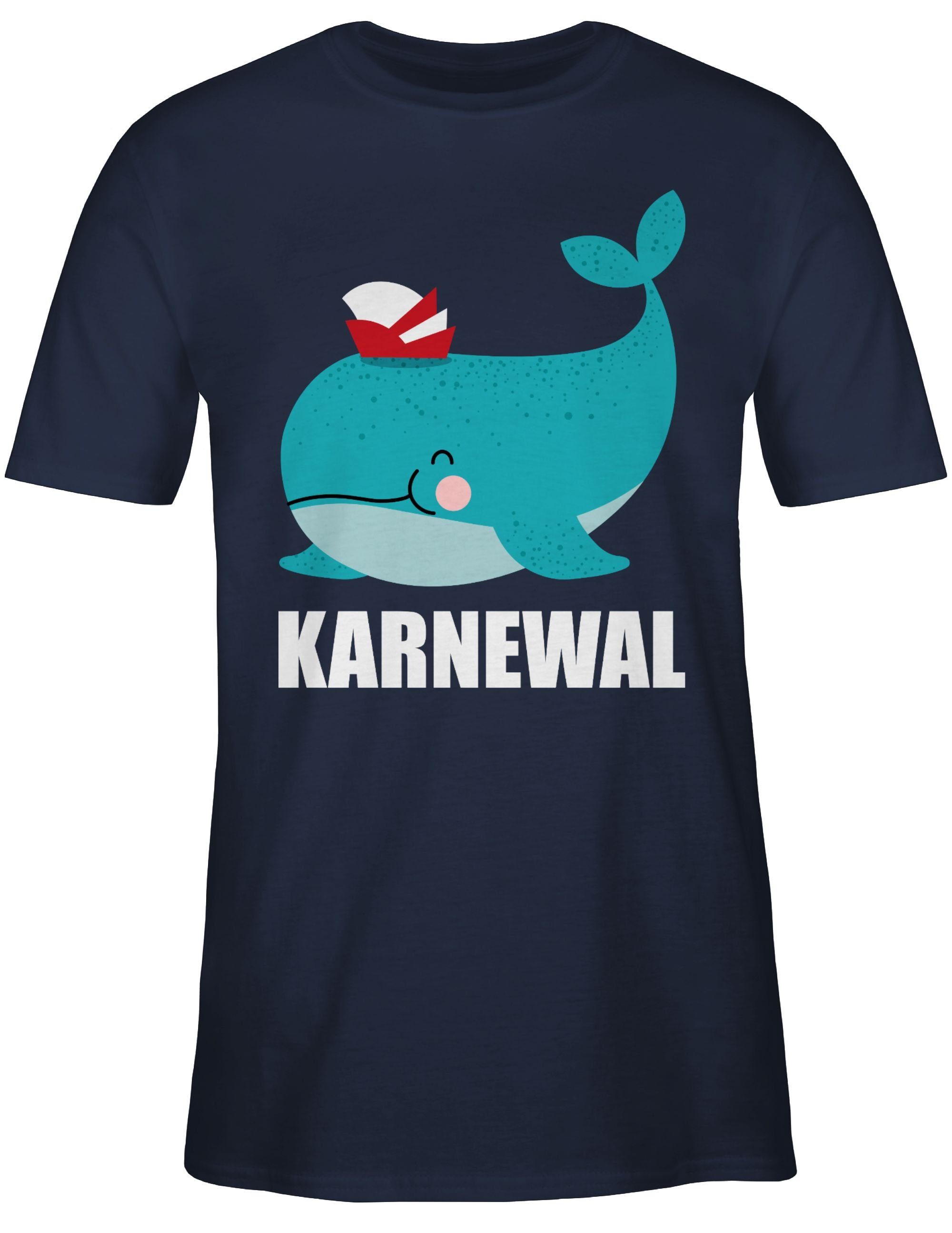 Shirtracer T-Shirt Karnewal Blau Karneval 2 Lustiges Faschings Lustige Fasching Outfit - Wal Navy
