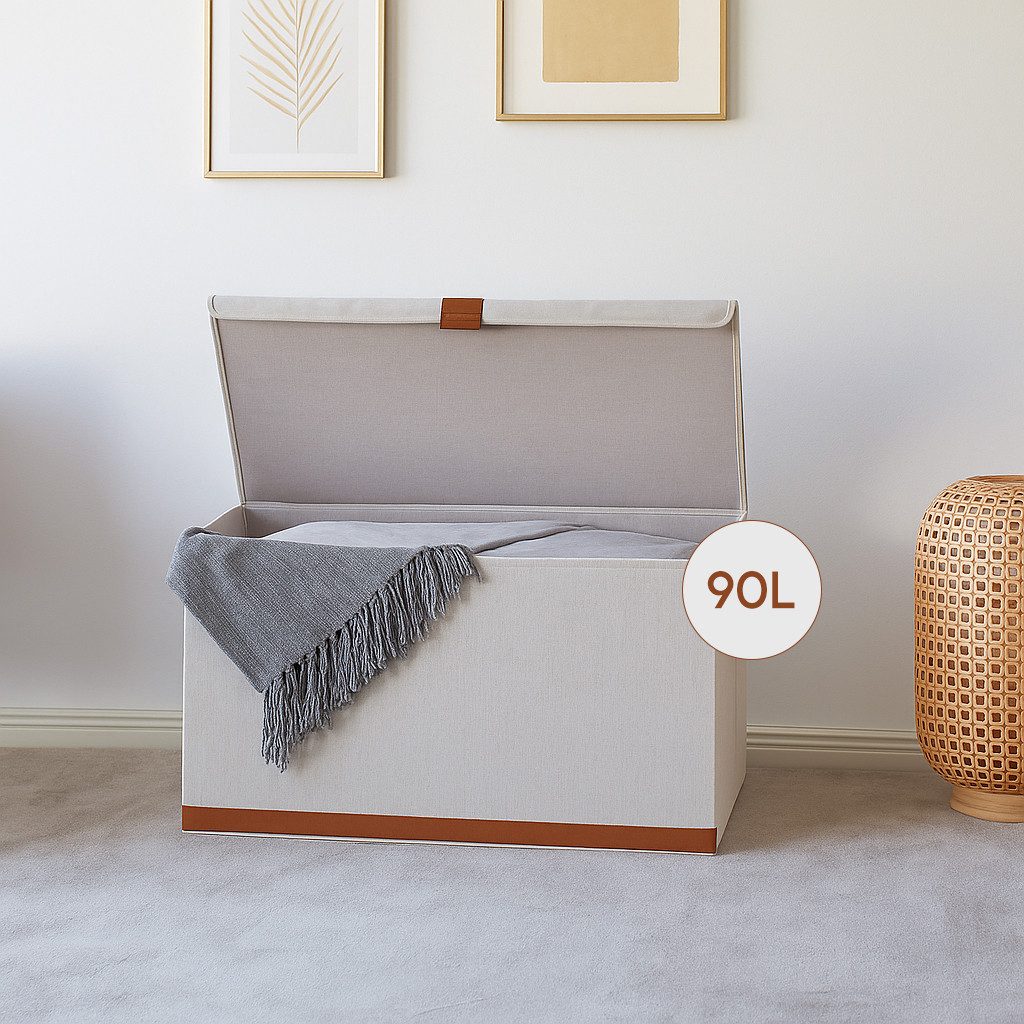 hausleben Aufbewahrungsbox Faltbar mit Deckel & Griff, Verstärkt mit Holz