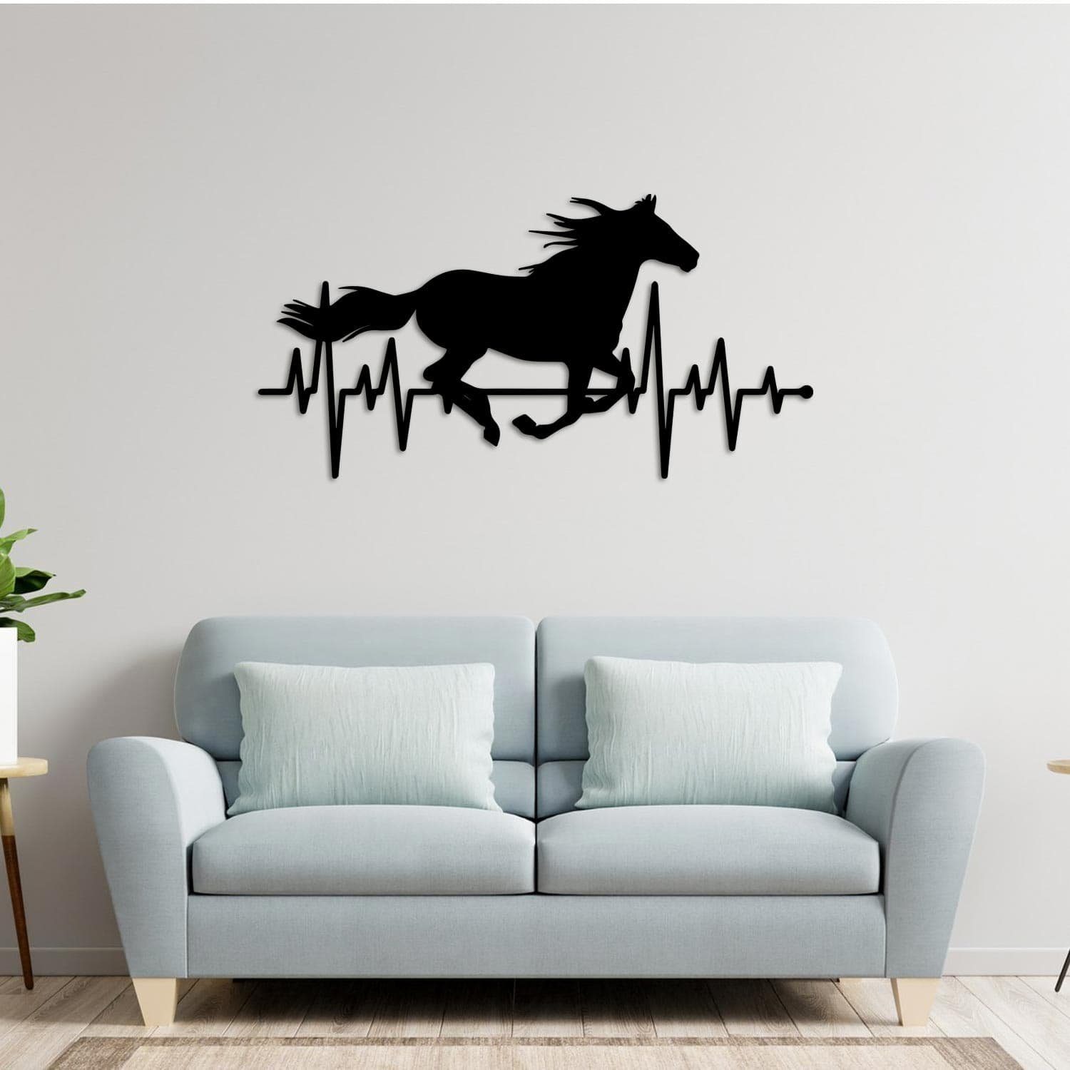 Namofactur 3D-Wandtattoo XXL Holz Wandtattoo Pferd EKG Wand Deko Kinder Pferdeliebhaber