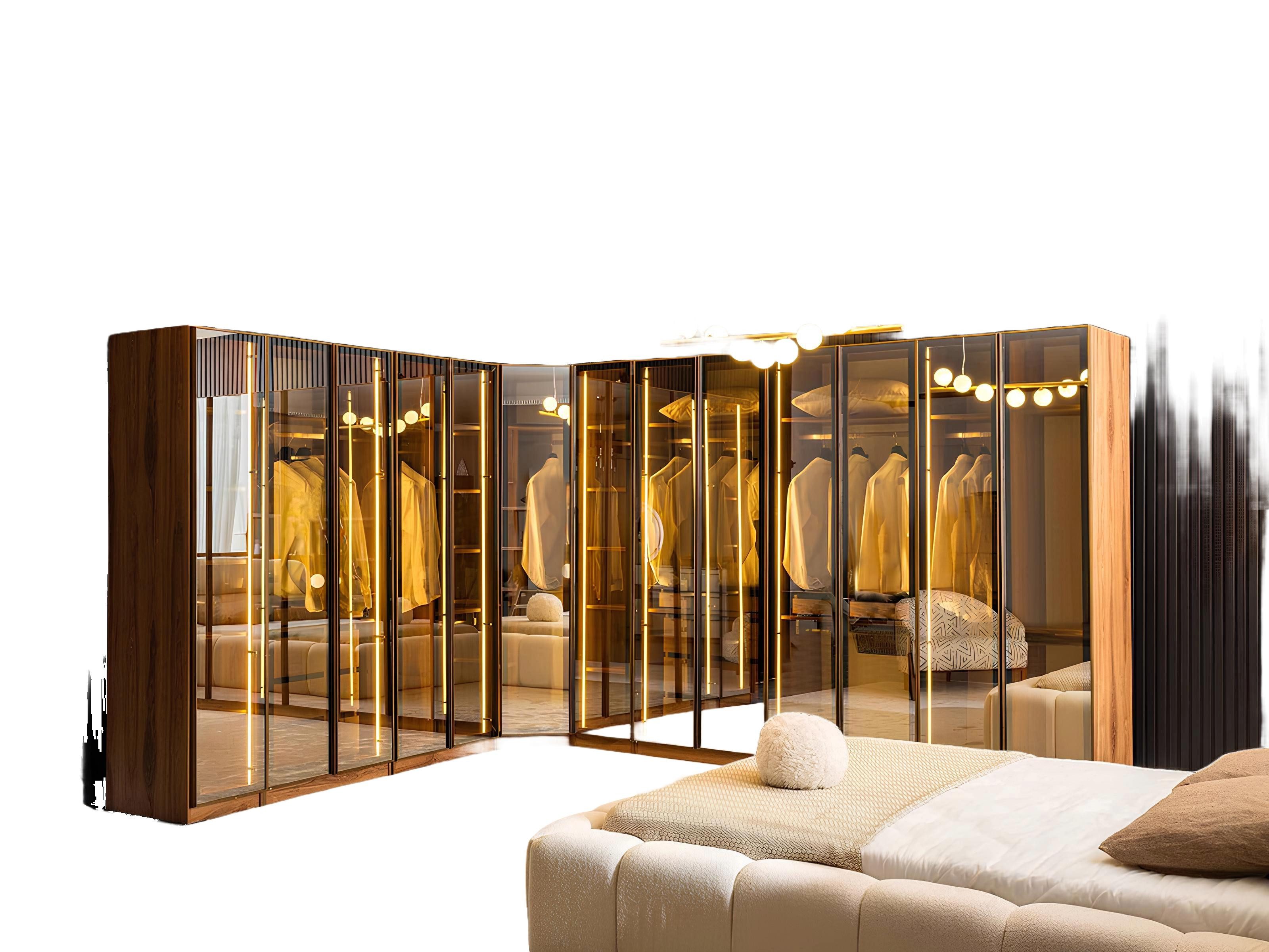 Schranksystem Exklusiver Glas-Kleiderschrank mit begehbarem Design