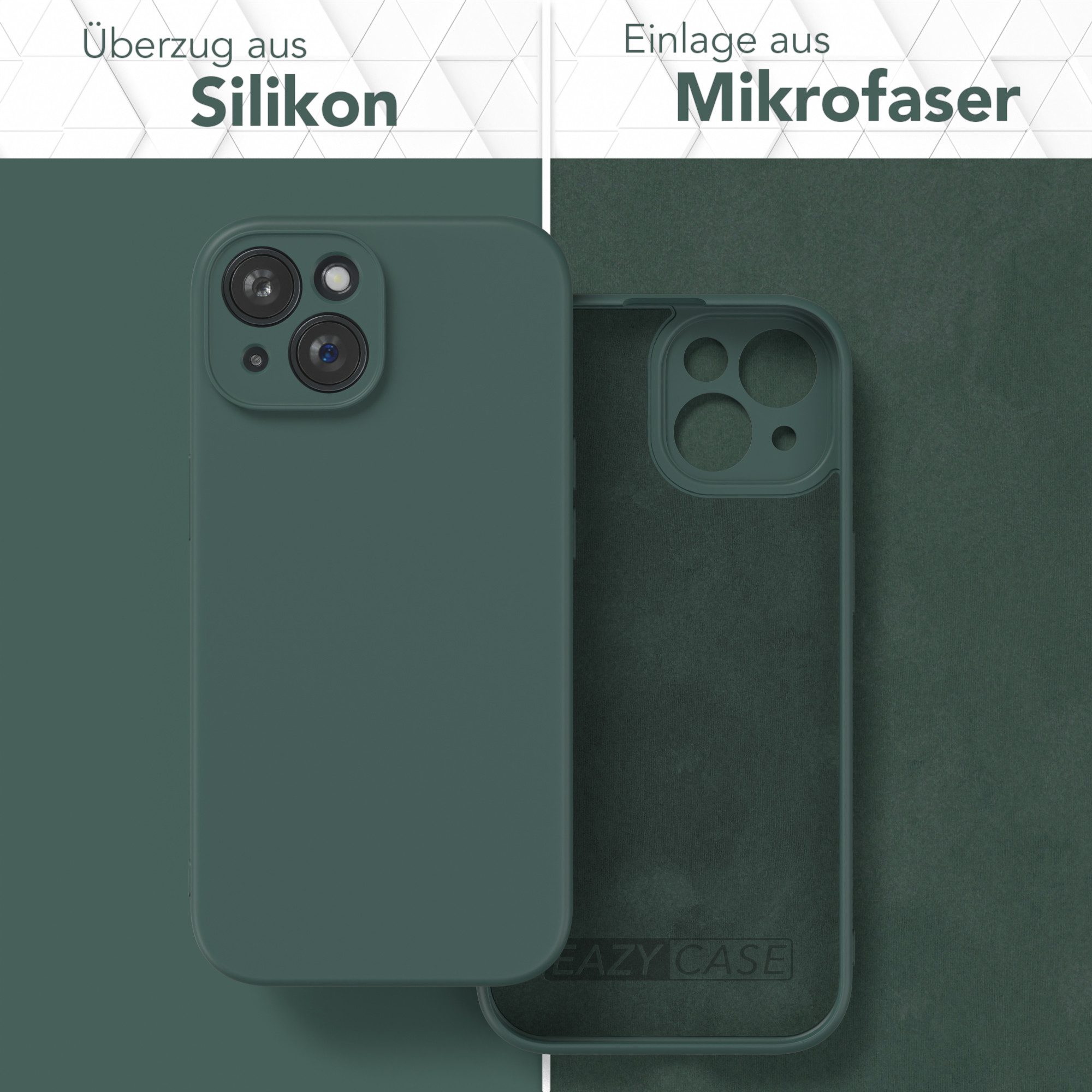 EAZY CASE Handyhülle für Apple iPhone 15 Hülle Silikon 6,1 Zoll, Silikon Schutzhülle mit Kameraschutz kratzfestes Bumper Nachtgrün – Bild 3 von 5