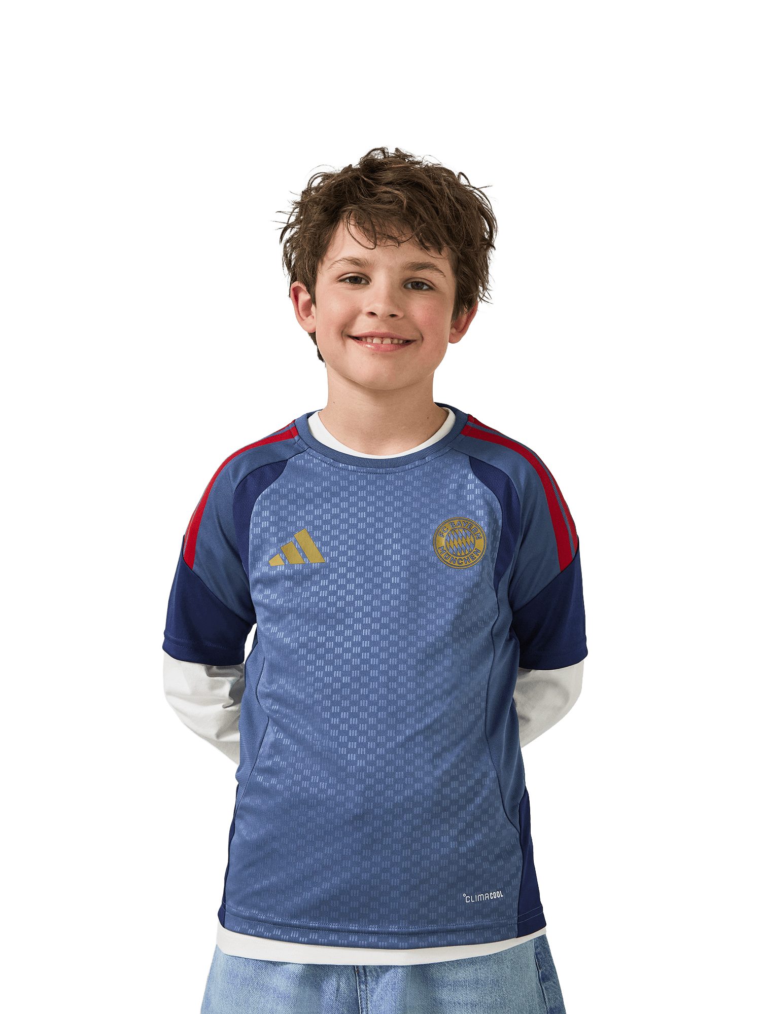 adidas Performance T-Shirt FC Bayern München, Trainingsshirt Teamline, Kinder, Blau