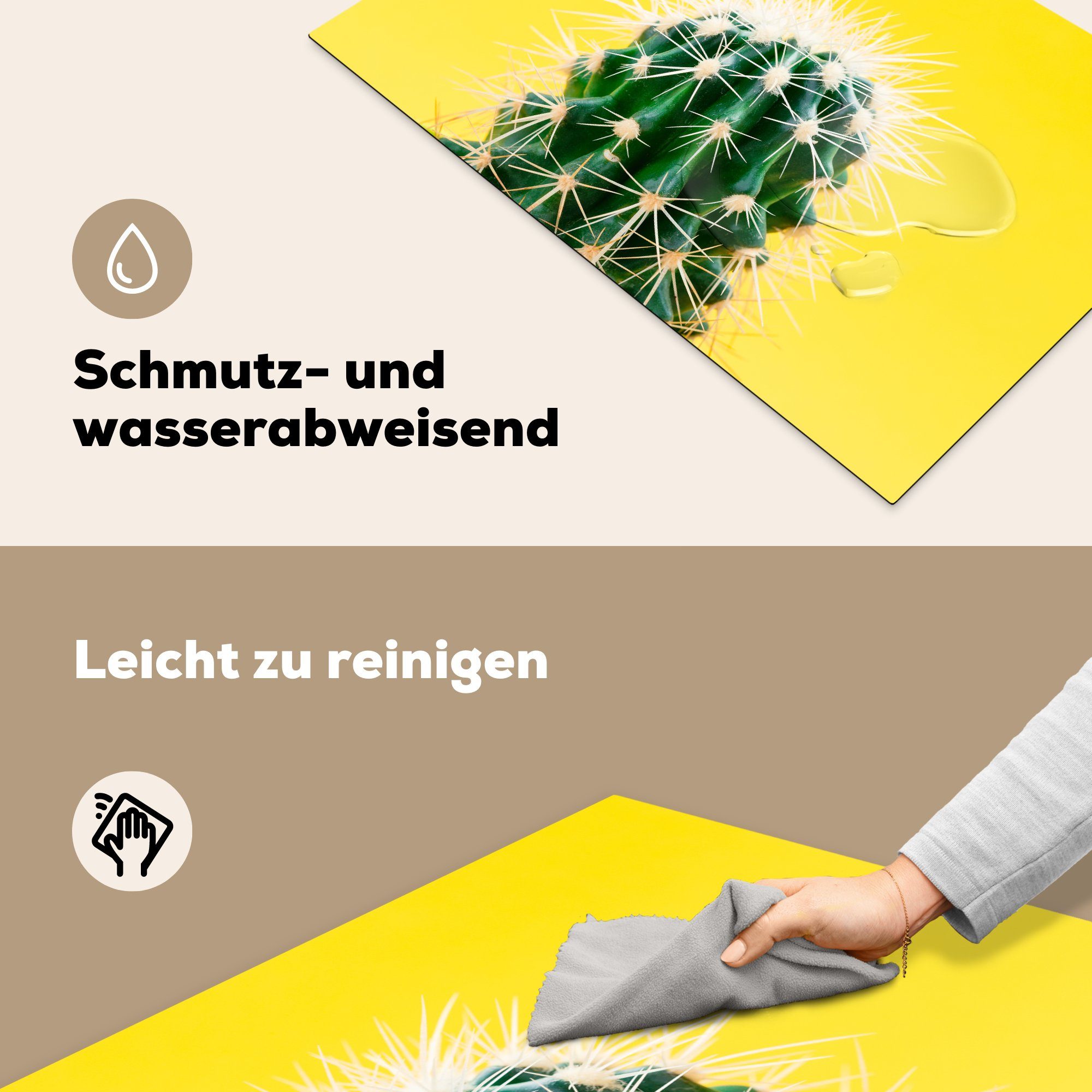 MuchoWow Herdblende-/Abdeckplatte Kaktus gelb, Ceranfeldabdeckung Induktionskochfeld für cm, auf Vinyl, die Schutz tlg), küche, (1 81x52