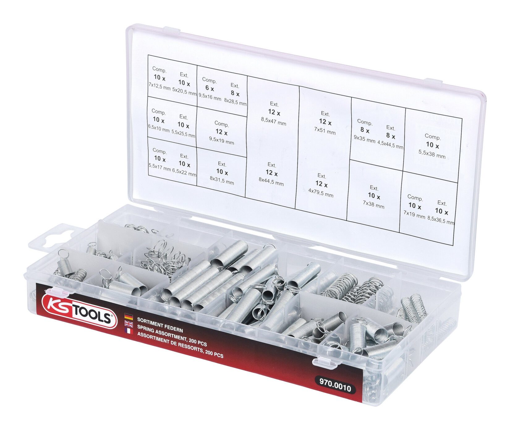KS Tools Zugfeder (200 St), Sortiment Federn, 200-teilig