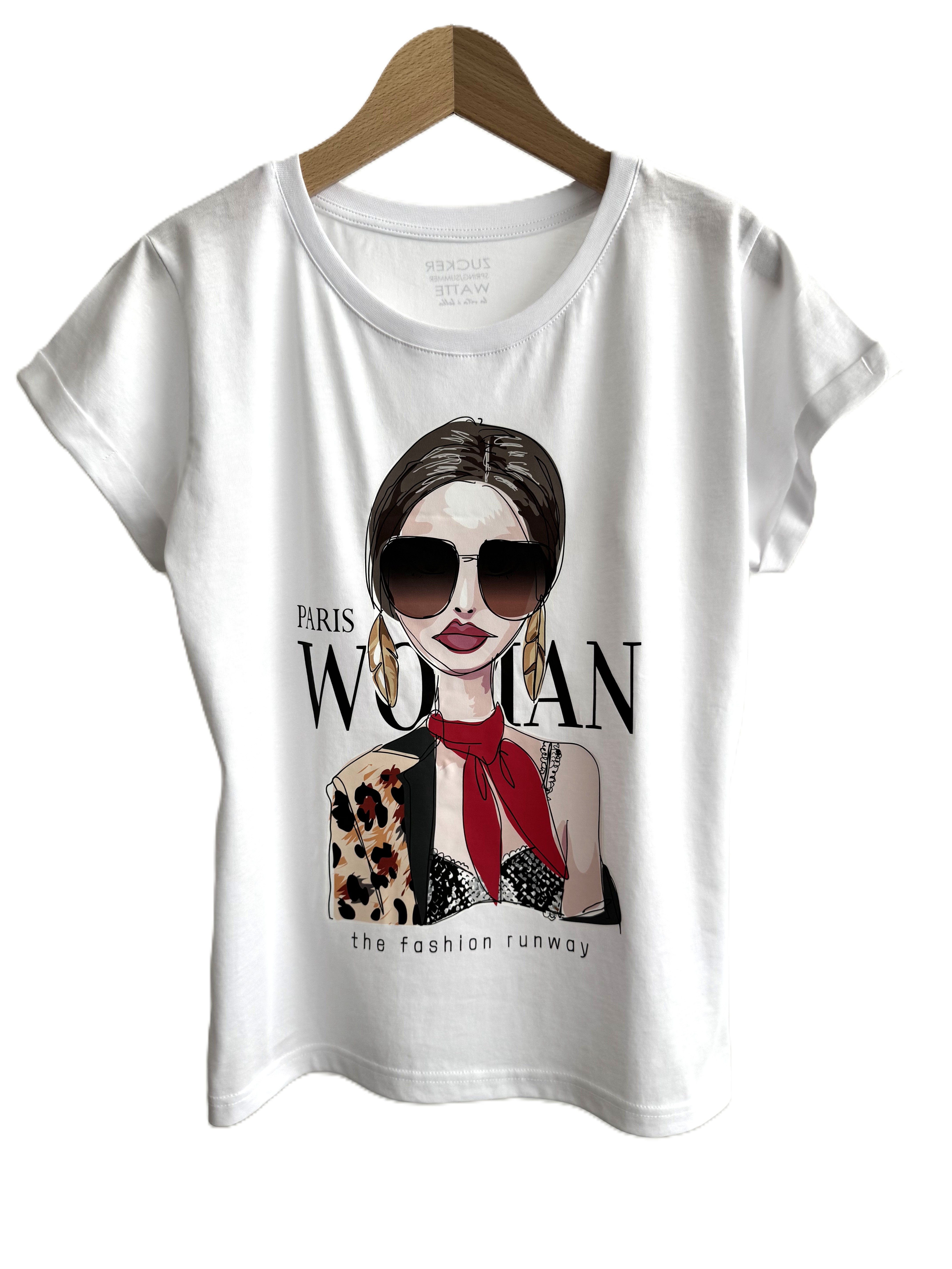 Zuckerwatte Print-Shirt Rundhalsshirt, modischer Frontprint "Paris günstig online kaufen