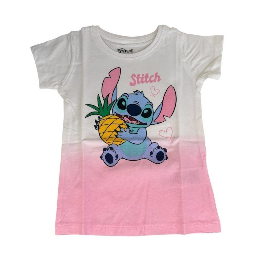 Disney T-Shirt Stitch-Kurzarm-Shirt für Mädchen, Weiß-Rosa oder Weiß-Türkis, Größen
