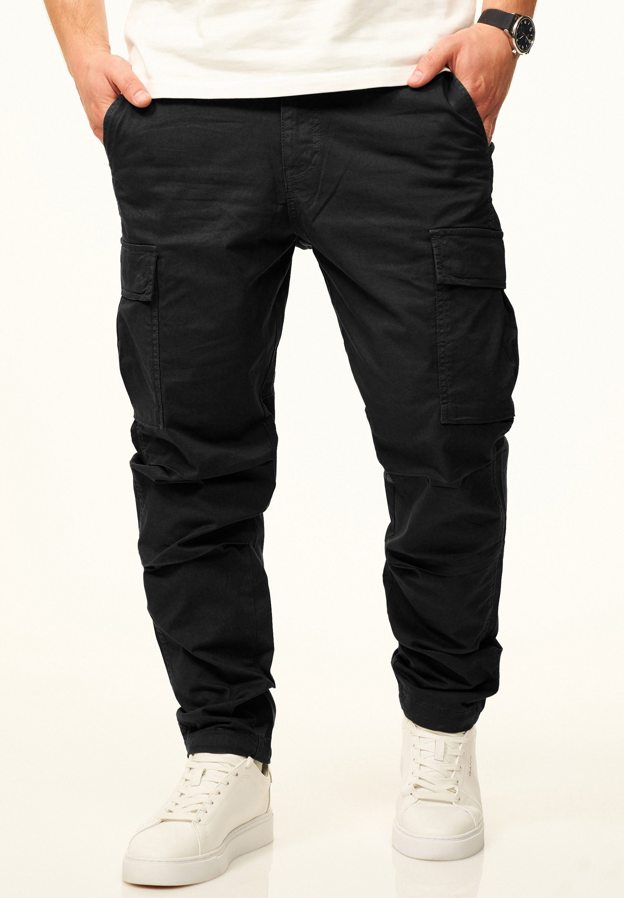 DAILY COTTON Cargohose als Stoffhose mit Stretch im Tapered Fit Chino Cargo Hose mit Gürtelschlaufen für Herren – Bild 4 von 5