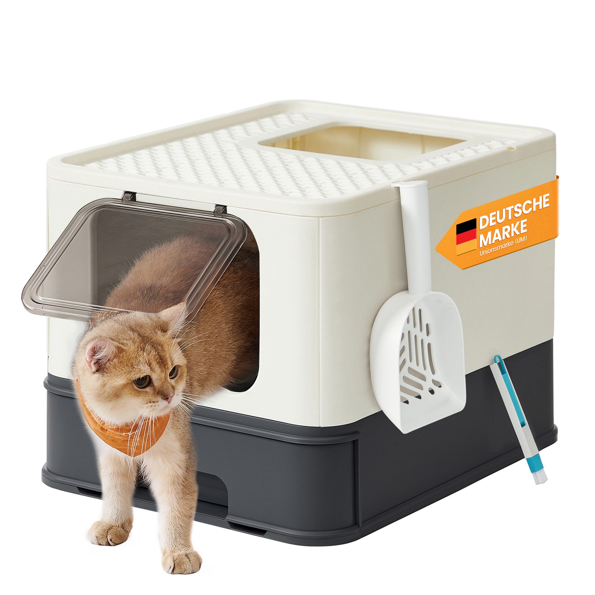 FEANDREA Katzentoilette, Katzenklo, mit Deckel, für Katzen bis 15kg