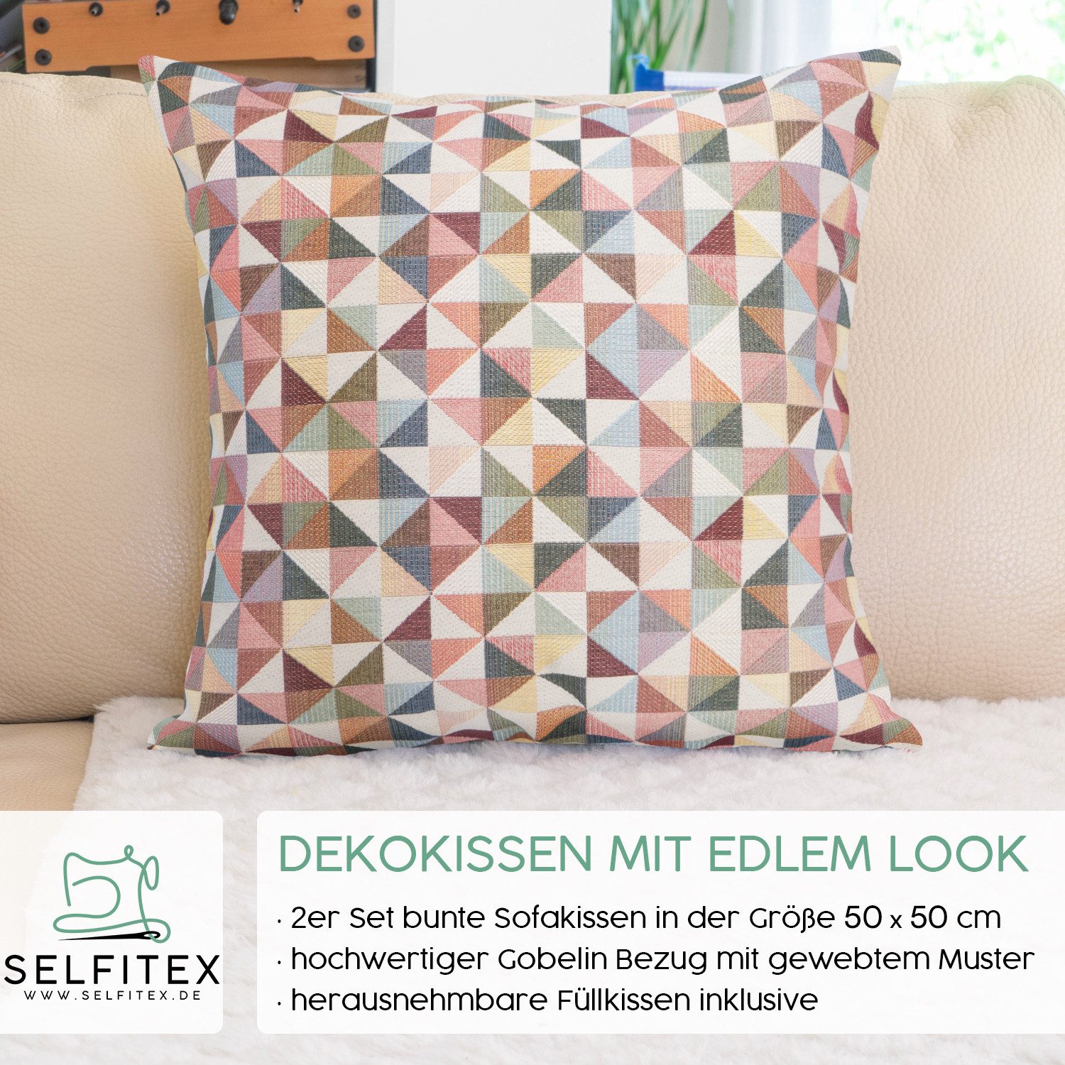 Selfitex Dekokissen mit buntem Muster im 2er Set, 30x50/40x40/50x50 inkl. F günstig online kaufen
