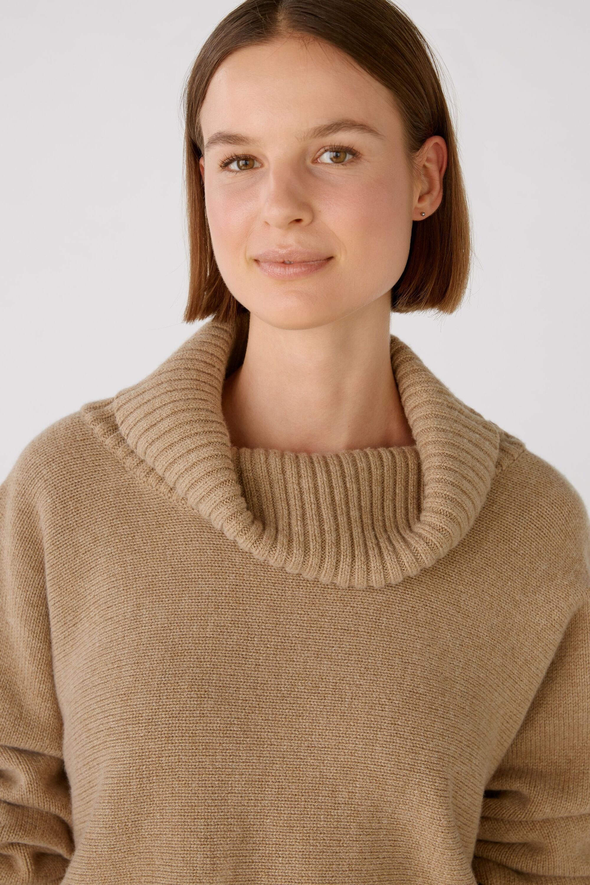 Pullover camel Strickpullover Oui Wollmischung