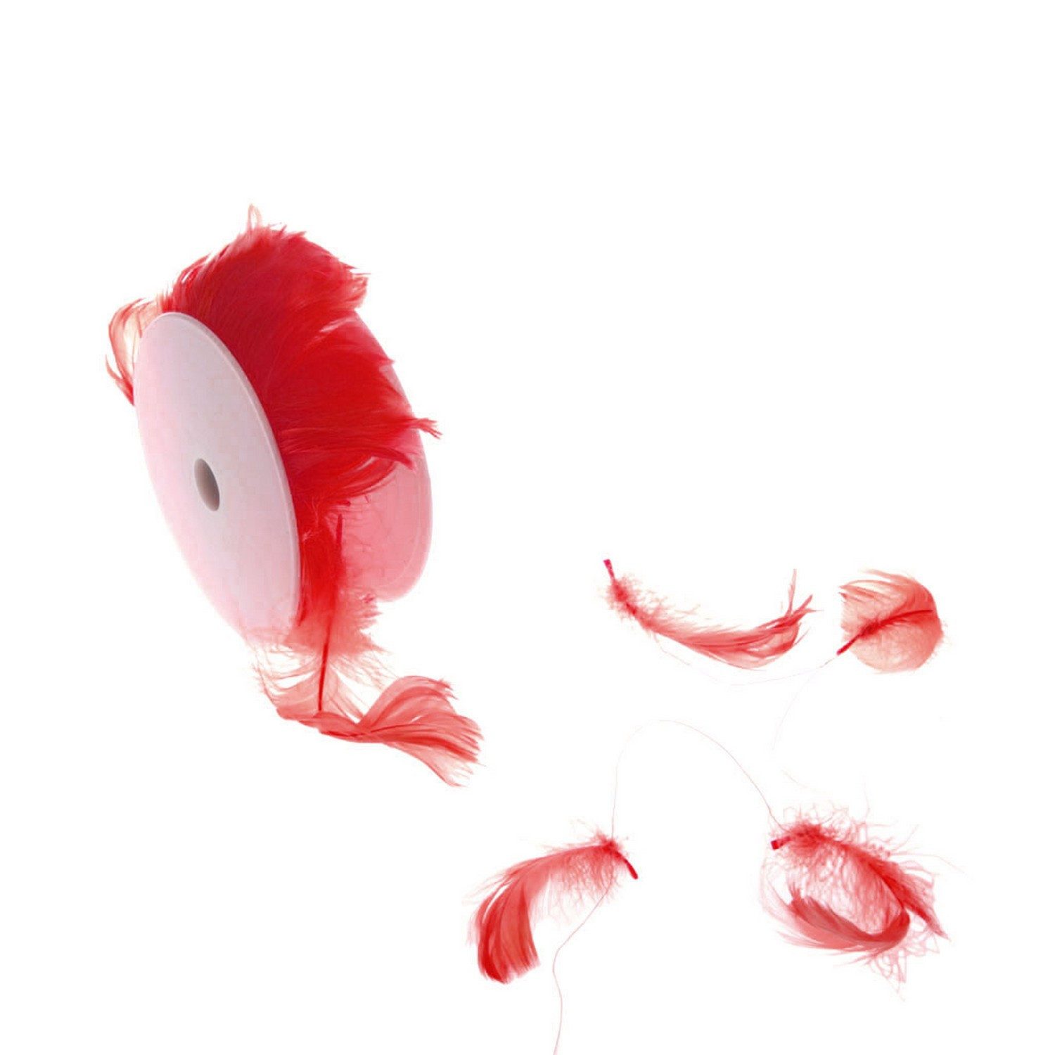 Deko AS Kordel Drahtgirlande mit Maraboufedern - Rot - 0,1 mm Ø - 9 m