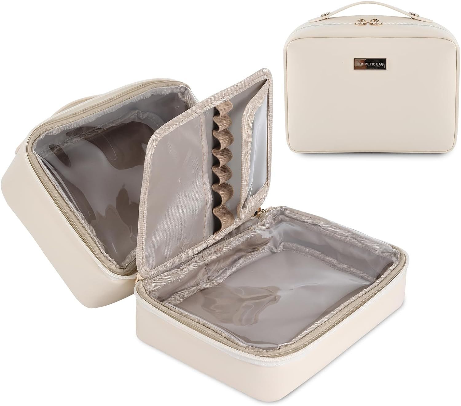 Coonoor Kulturbeutel PU-Leder Wasserdicht Kosmetiktasche mit Fächern,Tasche günstig online kaufen