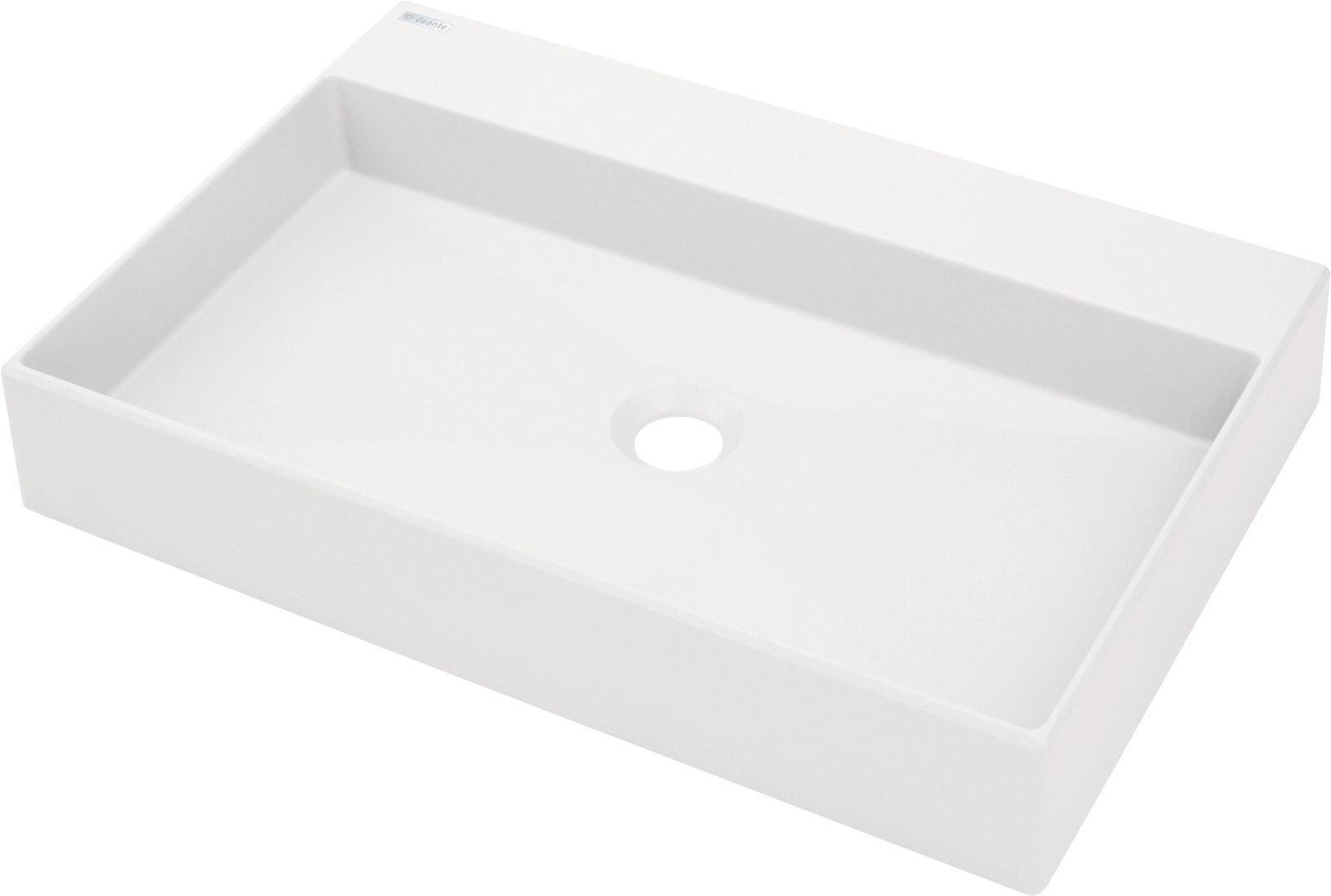 Deante Waschbecken Aufsatzwaschbecken Weiß eckig Granitoptik mit Armaturenbank (Komplett-Set)